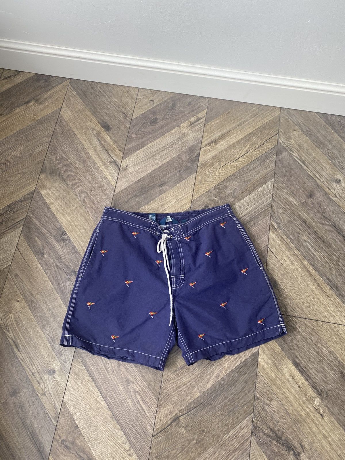 Polo Ralph Lauren × Vintage VINTAGE Polo Ralph Swim Trunks Blue Board Shorts 90s 00s Size US 31 - 2 Thumbnail