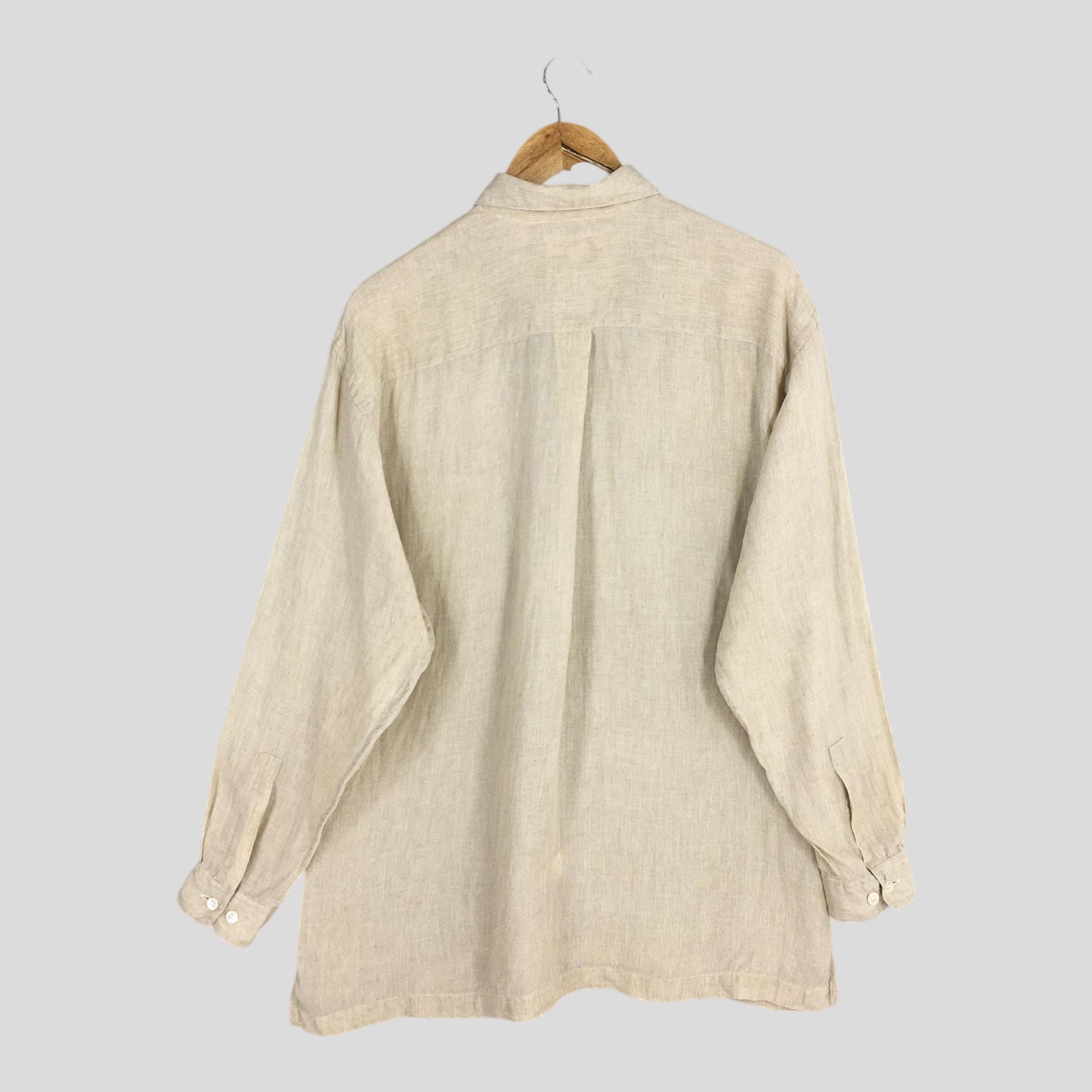Issey Miyake 90s Issey Miyake Design Studio Beige Linen Shirt Medium Size US L / EU 52-54 / 3 - 9 Thumbnail