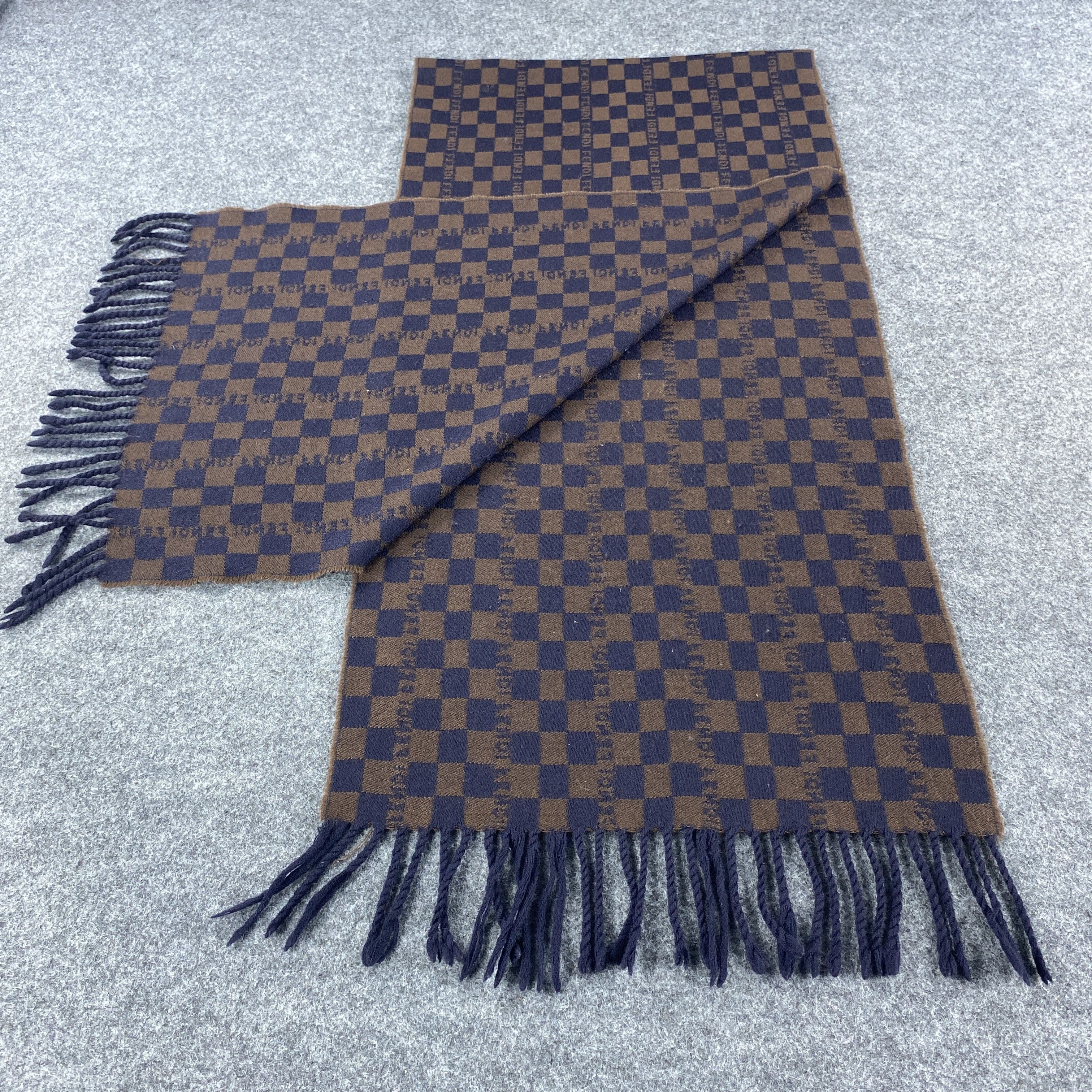 Fendi × Vintage GF10495 Fendi Checkerboard Scarf Neck Wear Muffler Size ONE SIZE - 7 Thumbnail