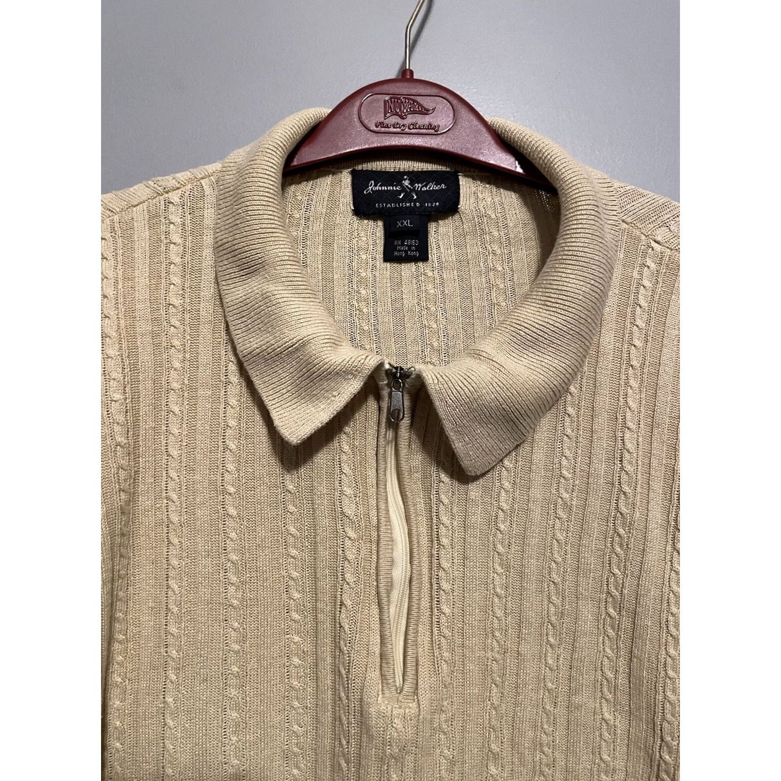 johnnie-O VINTAGE Johnnie Walker Sweater 2XL Pullover Mens 1/4 Zip Yellow Golf College 90s Retro University"} Size US XXL / EU 58 / 5 - 2 Thumbnail