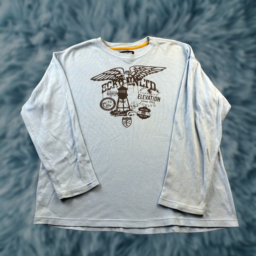Ecko Unltd. Ecko Vintage Y2K Grunge Emo Mens Large Blue Thermal Shirt Size US L / EU 52-54 / 3 - 1 Thumbnail