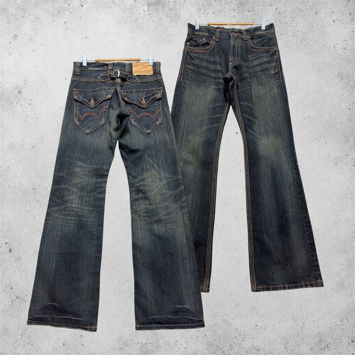 Edwin Vintage Edwin 401XVS Buckle Back Flare Jeans Y2K Denim | Grailed