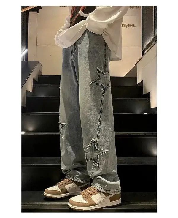 Japanese Brand Ayukawa x Kazue Blue Color Star Denim Pant Size US 29 - 8 Thumbnail