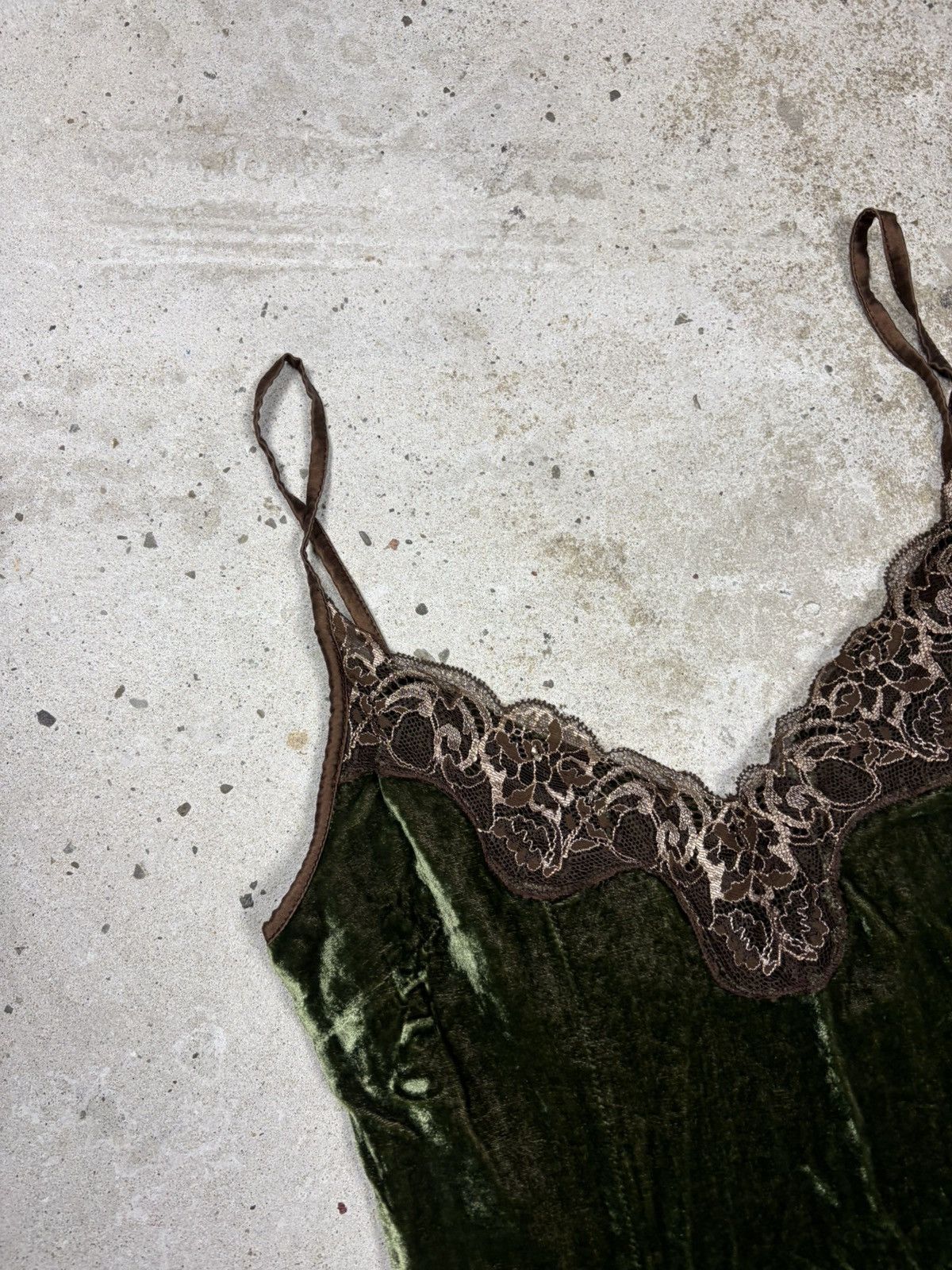 Dolce & Gabbana Vintage 2006 Dolce & Gabbana Velvet Green Mini Dress Lace Size M / US 6-8 / IT 42-44 - 9 Thumbnail