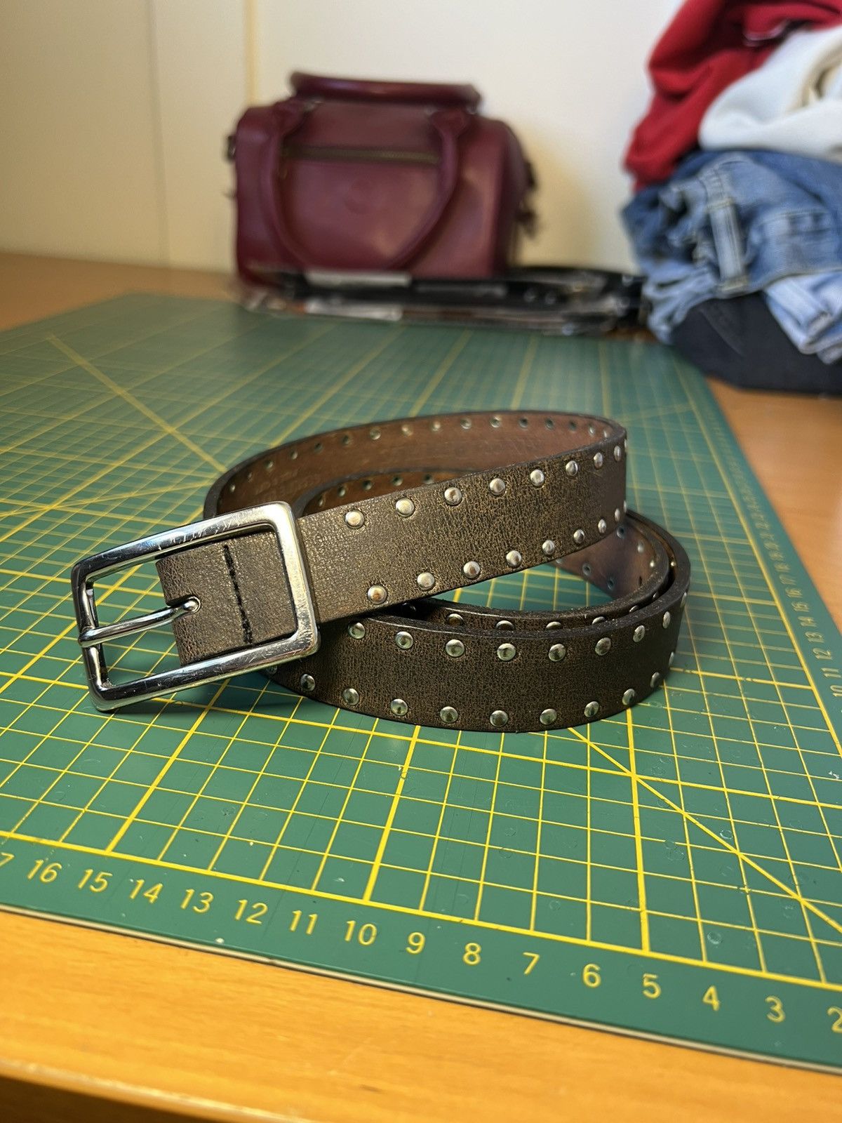 Vintage Vintage studded genuine leather belt Size ONE SIZE - 6 Thumbnail
