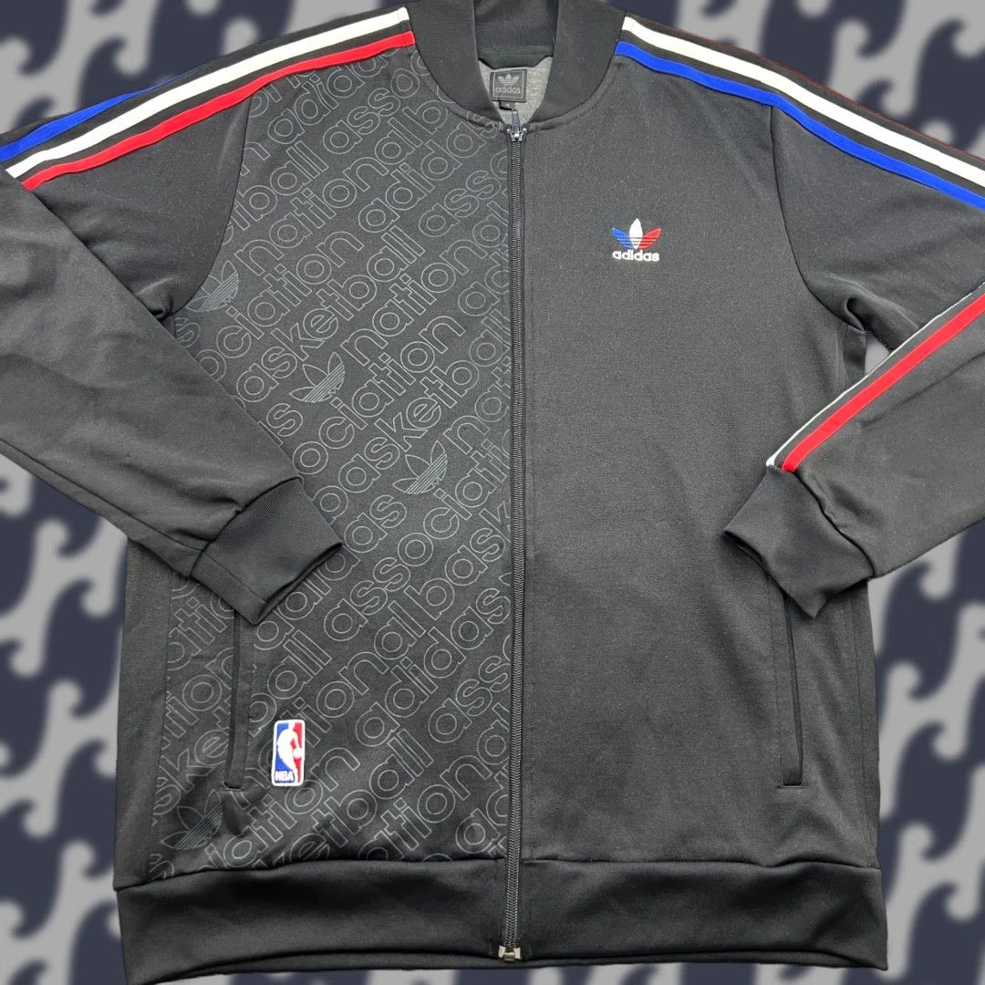 Adidas Adidas 2008 NBA Jacket Sz M Full Zip Black Track Big Logo Trefoil Spellout Rasta Mens Size US M / EU 48-50 / 2 - 1 Thumbnail