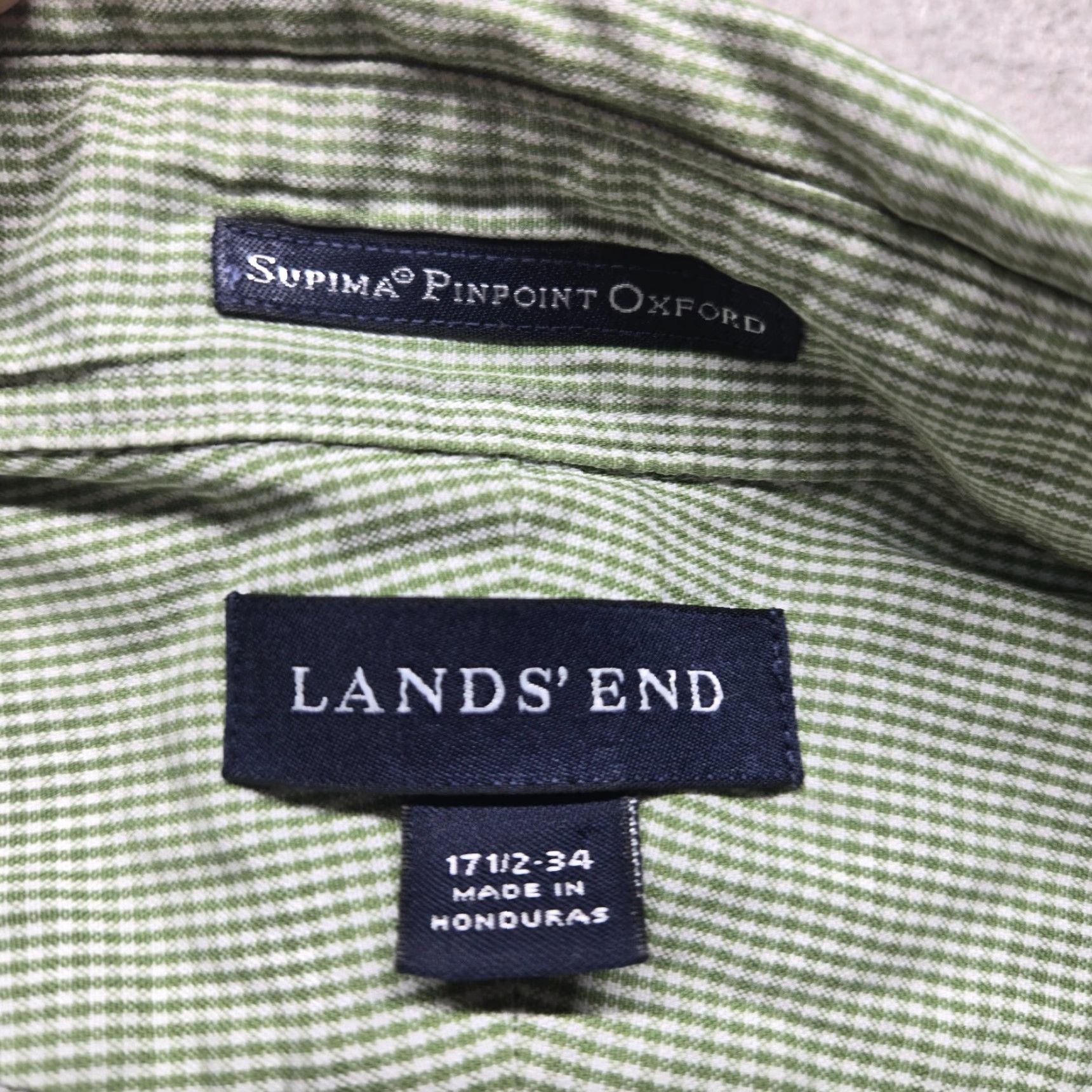 Lands' End Lands' End Green Check Long Sleeve Button-Up Shirt Adult Mens 17.5 34 Classic Casual Size US XL / EU 56 / 4 - 3 Thumbnail