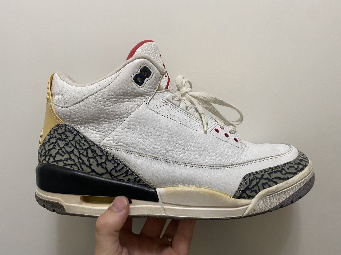Jordan Brand × Nike × Vintage Nike Air Jordan 3 Retro 2003 White Cement Jumpman Size US 12 / EU 45 - 9 Thumbnail