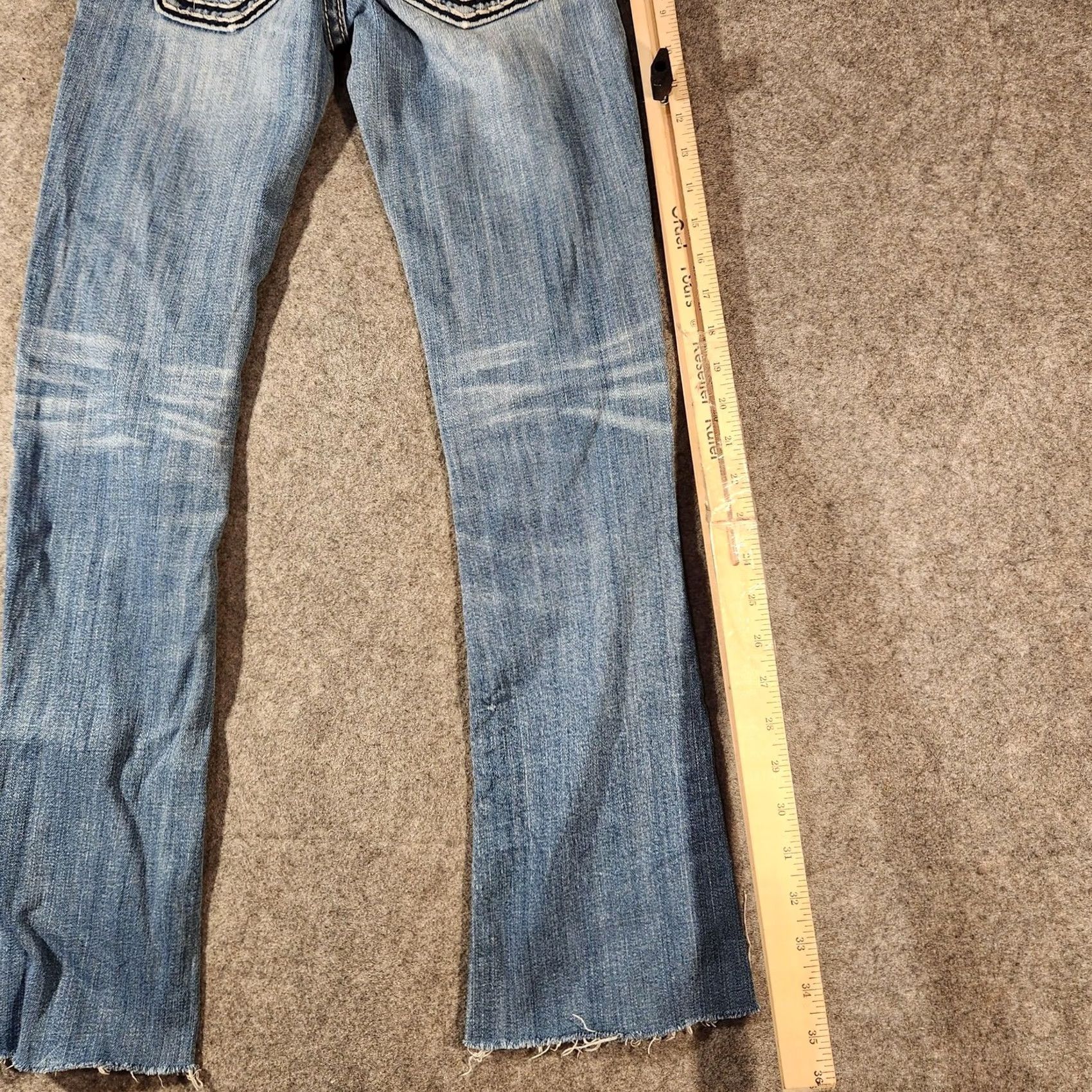 Miss Me VINTAGE Miss Me Jeans Womens Bootcut 25 Blue Low Rise Denim Distressed Pockets 30in Inseam Womens Jeans Size 42" / US 20 - 7 Thumbnail
