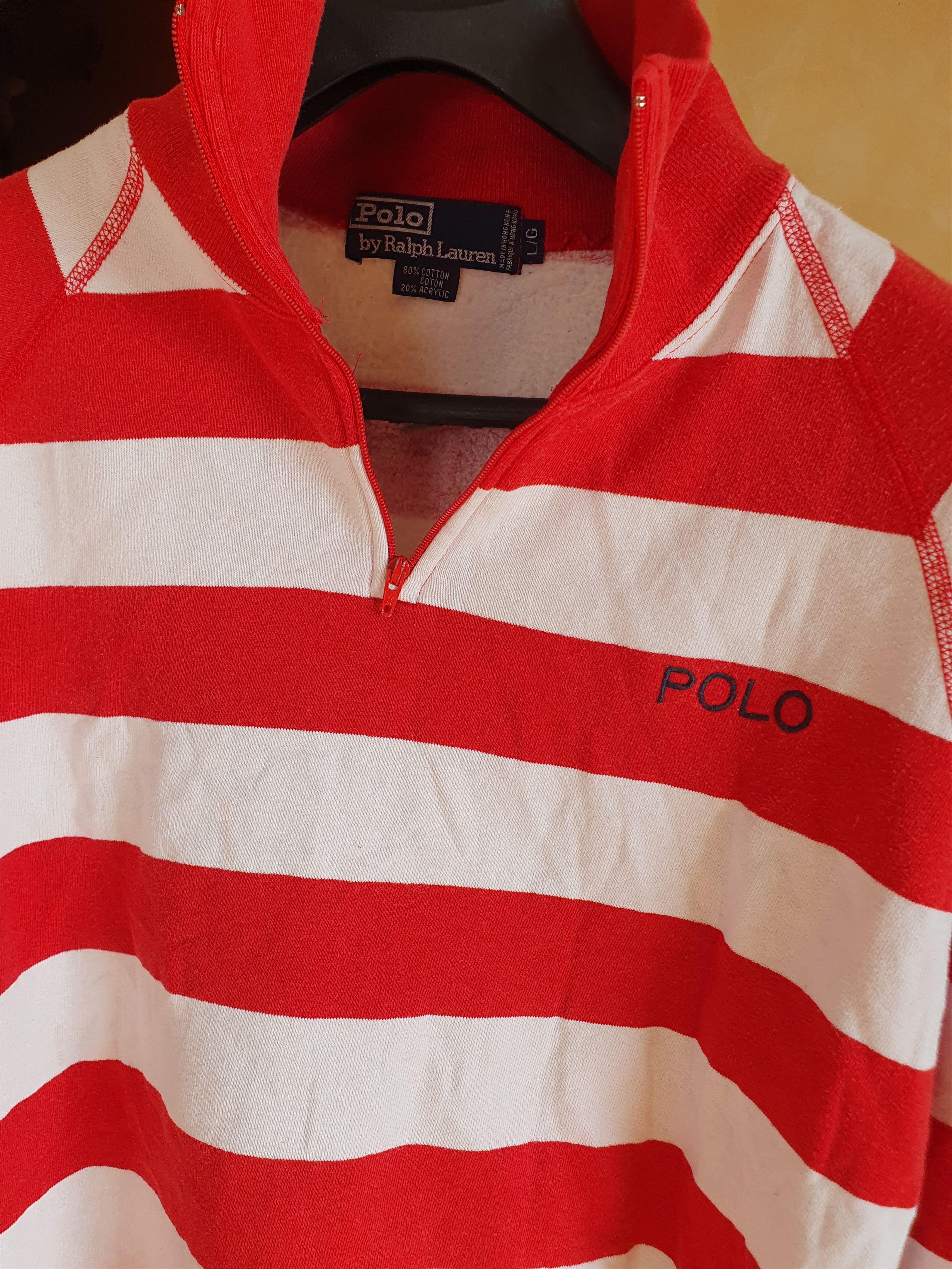 Polo Ralph Lauren × Vintage Polo Ralph Lauren Striped Rugby Sweatshirt Vtg 1/4 Zip sz L Size US L / EU 52-54 / 3 - 6 Thumbnail