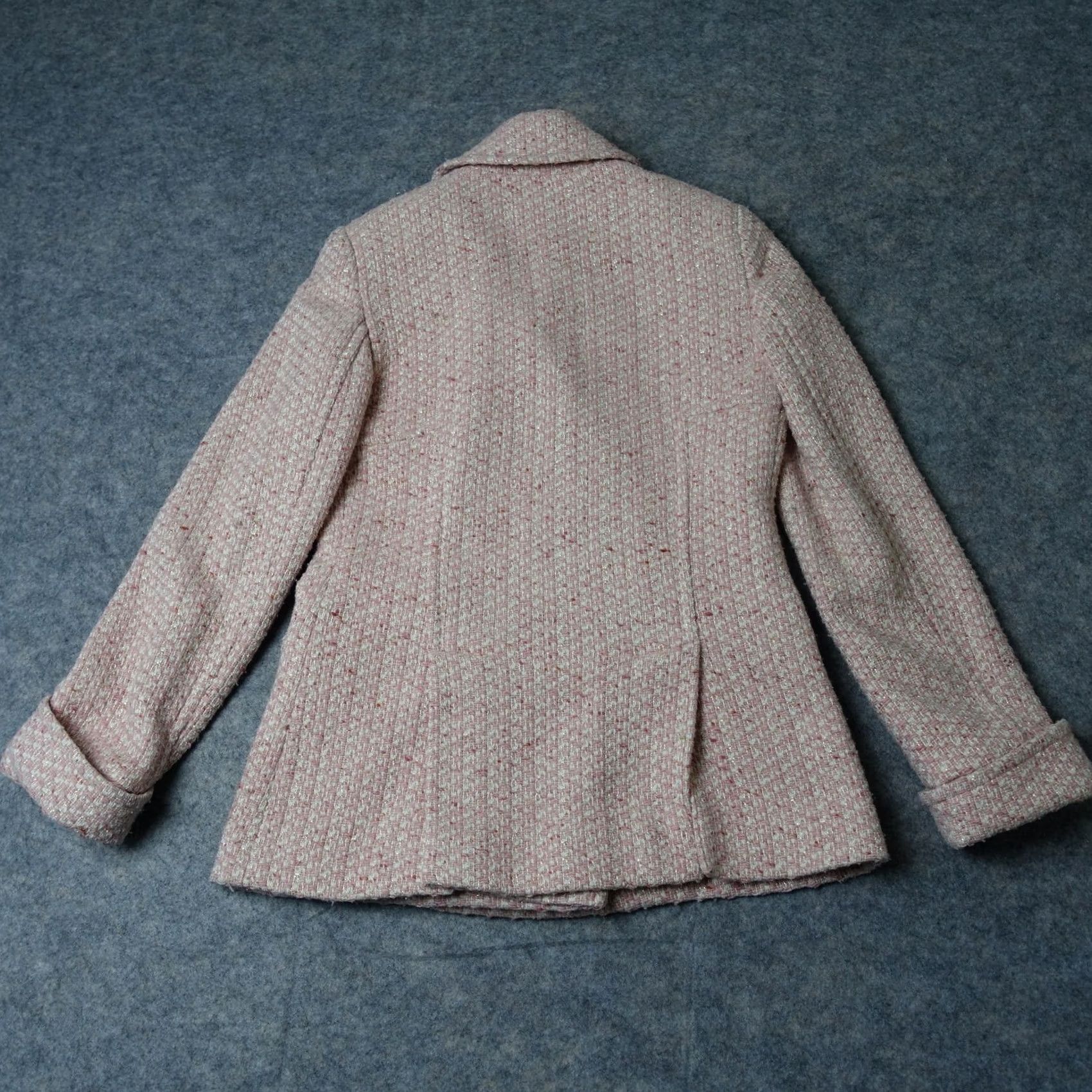 Vintage VINTAGE Moda International Coat Women's Small Pink Double Breasted Tweed Wool Pea Size S / US 4 / IT 40 - 6 Thumbnail