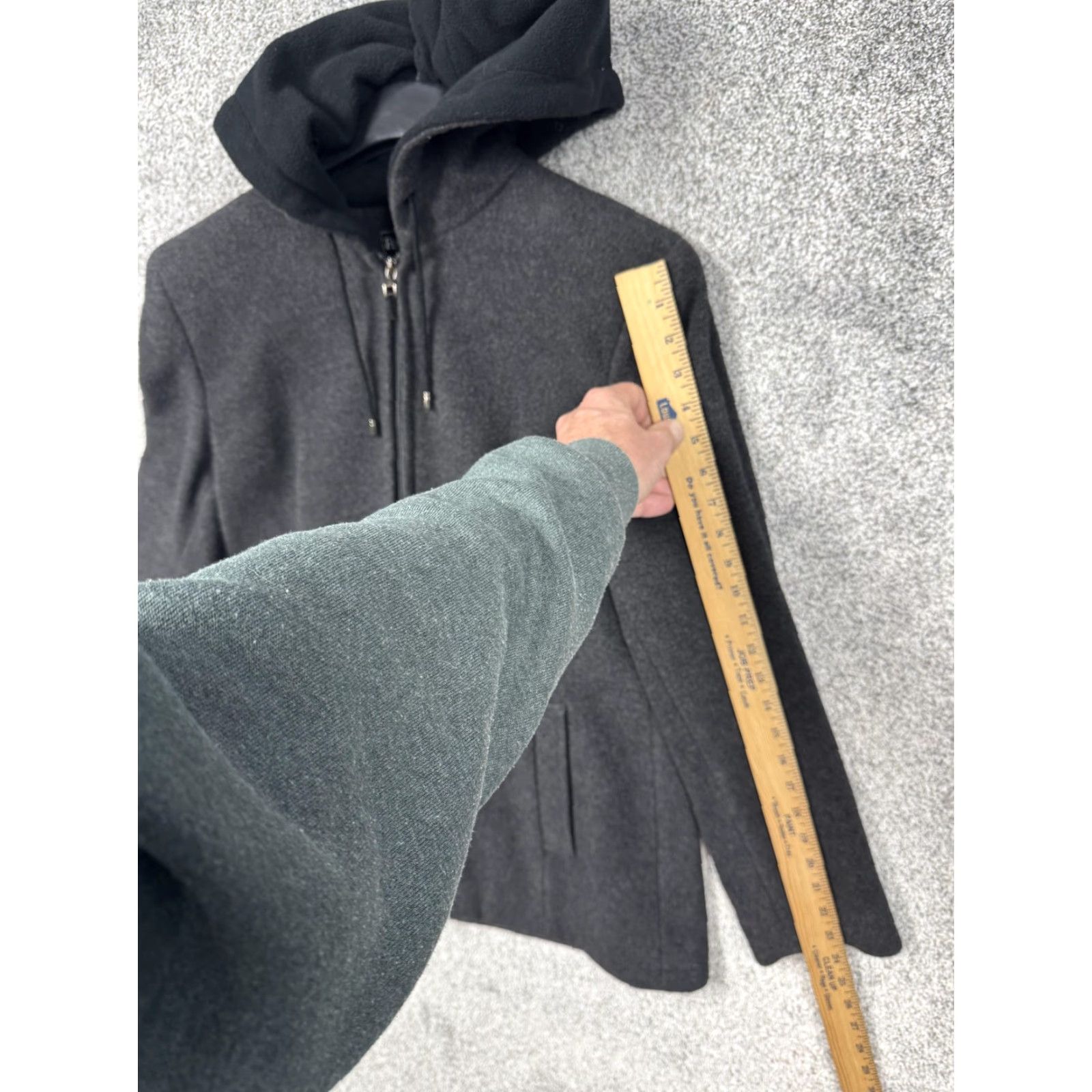 Vintage Fleet Street Ltd Coat Womens Small Gray Wool Blend Hooded Full Zip Lined Classic Size S / US 4 / IT 40 - 3 Thumbnail