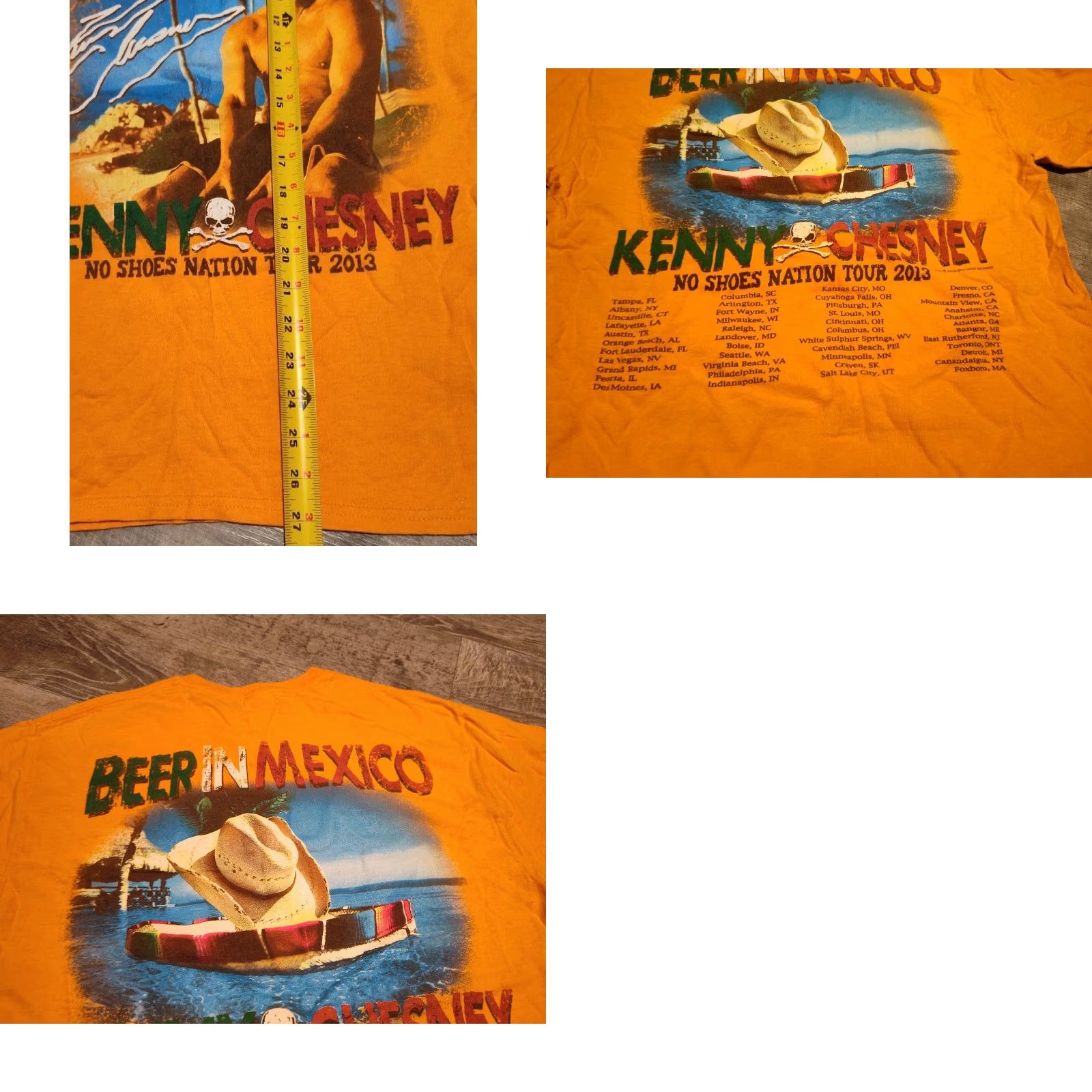 Gildan VINTAGE Kenny Chesney Beer In Mexico Tour T-Shirt Men’s Size M Cotton Orange 2013 Graphic Print Casual Size US M / EU 48-50 / 2 - 8 Thumbnail