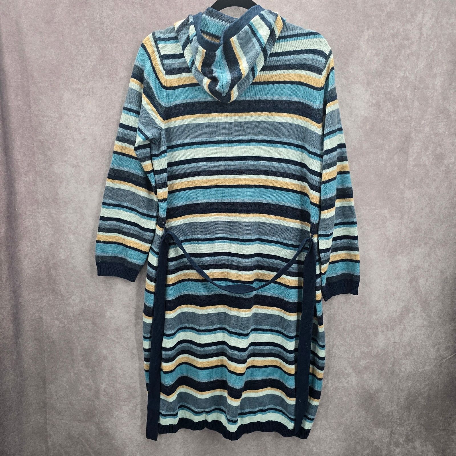 Other Liz Claiborne Blue Stripe Hood Knit Long Sweater Small Size S / US 4 / IT 40 - 2 Thumbnail