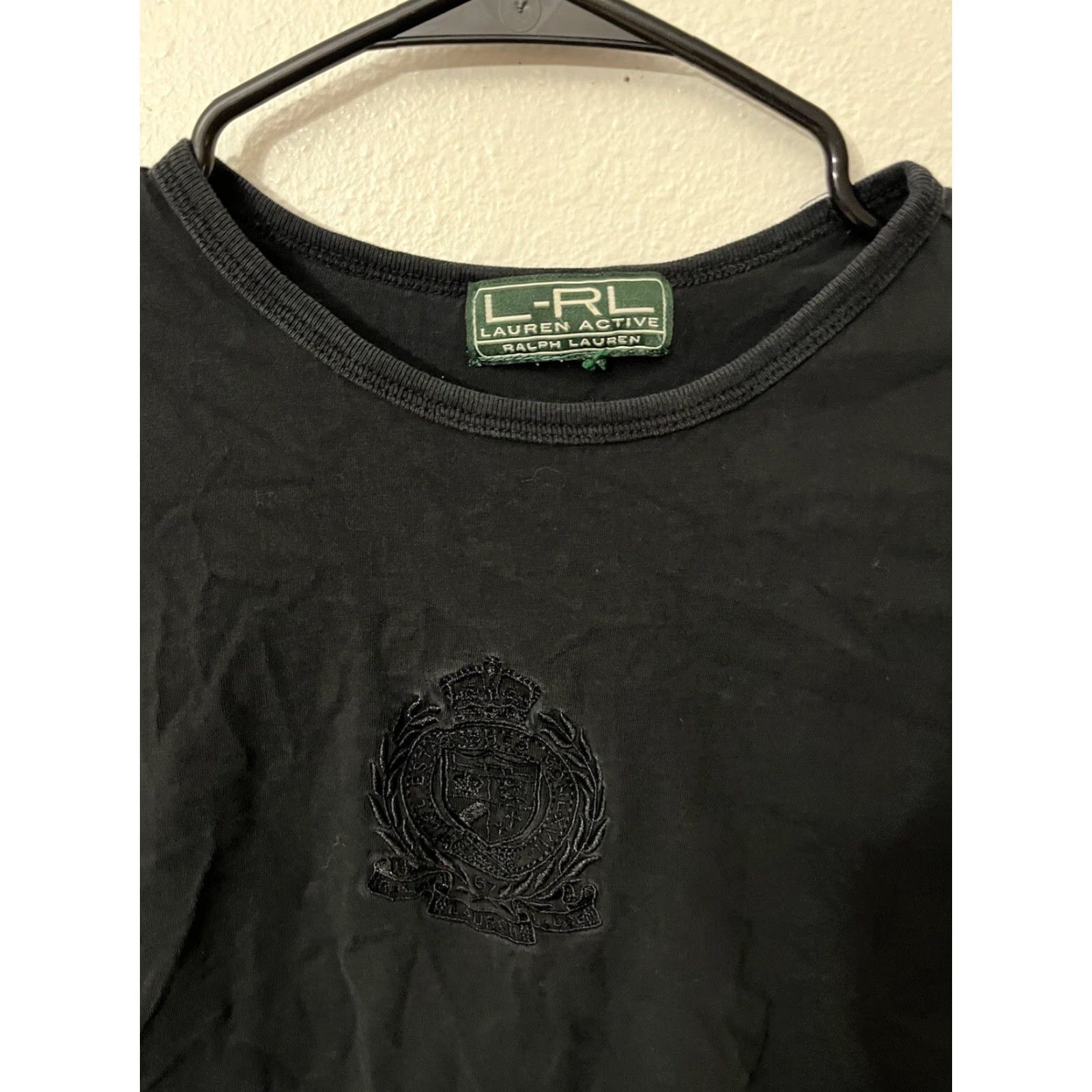 Ralph Lauren VINTAGE Lauren Ralph Lauren Shirt Womens M Black Logo Embroidered Short Sleeve Casual Jersey 90s Womens Size M / US 6-8 / IT 42-44 - 2 Thumbnail