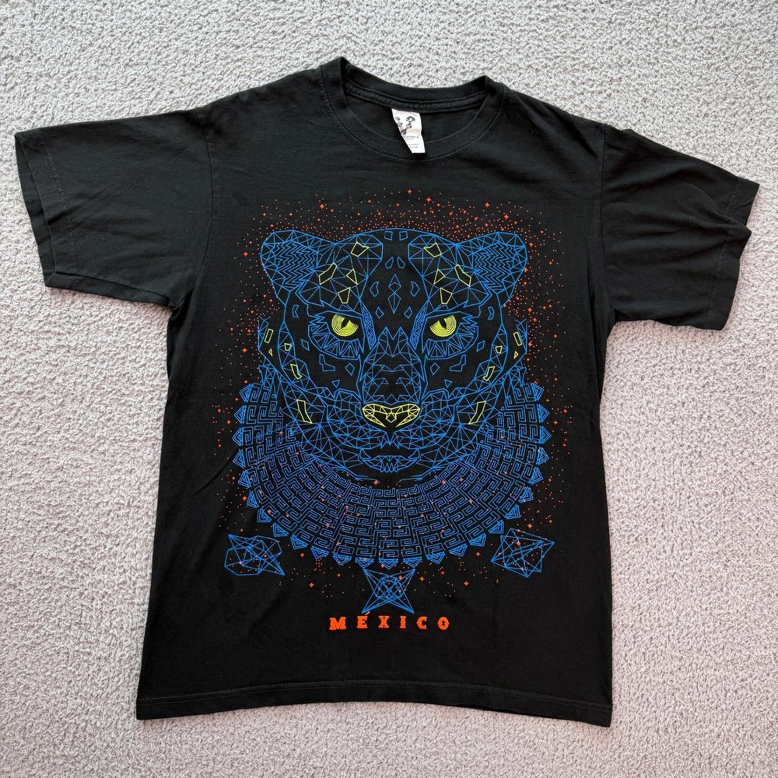 Other Mexico Jaguar Geometric Graphic T Shirt Black Mens M Neon Size US M / EU 48-50 / 2 - 1 Thumbnail