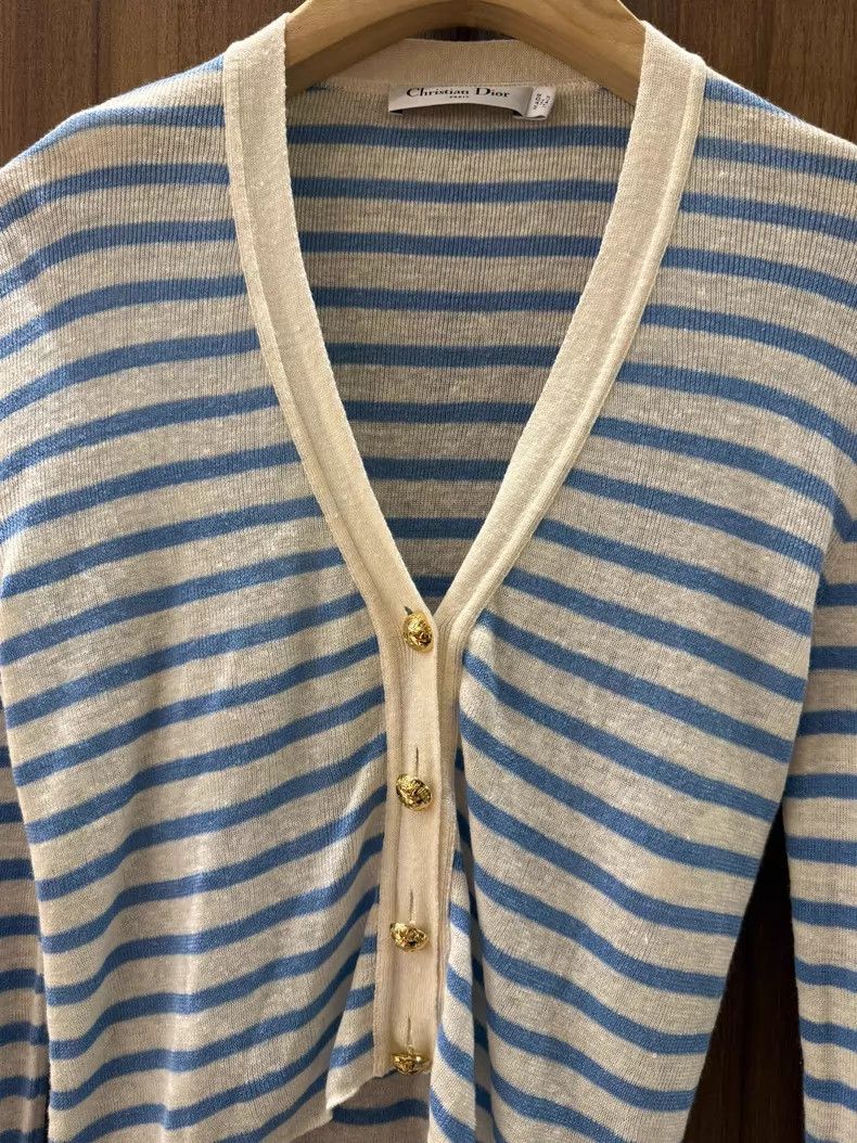 Dior Dior Blue and white striped knitted cardigan coat Size XS / US 0-2 / IT 36-38 - 3 Thumbnail