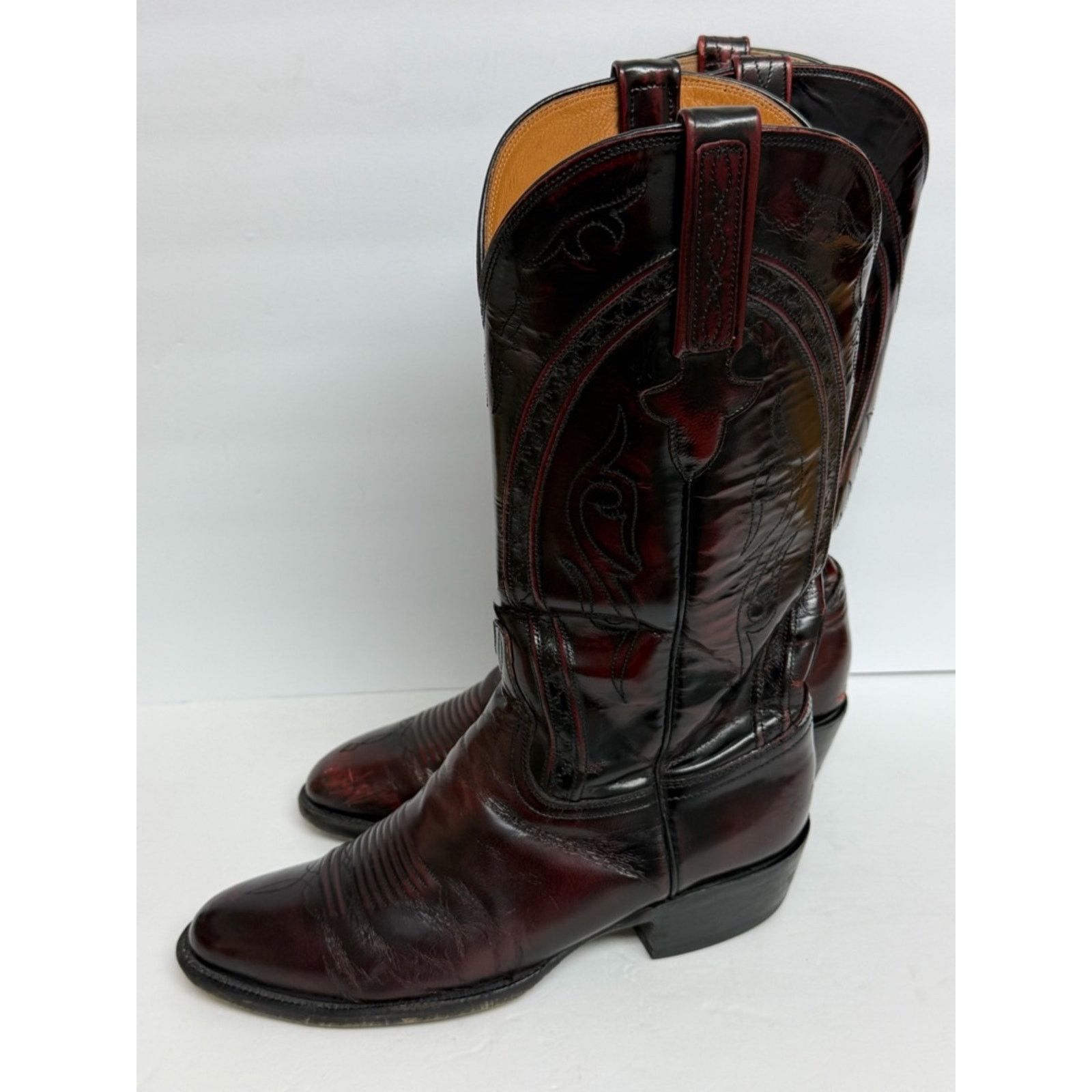 Lucchese VTG Lucchese Cowboy Boots Black Cherry Leather Western READ Size US 8 / EU 41 - 1 Thumbnail