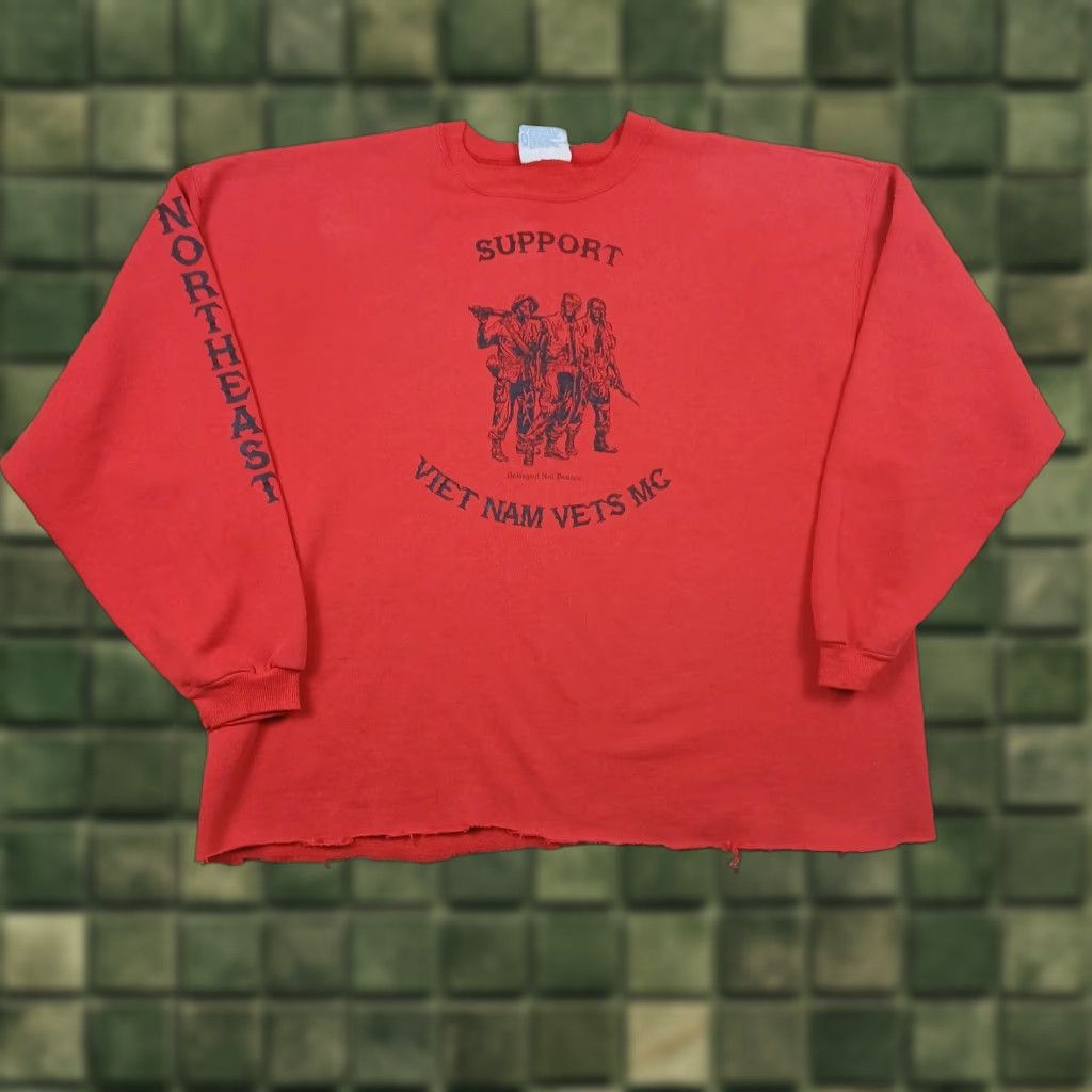 Hanes VINTAGE Hanes 2XL Red Vietnam Veterans Crewneck Sweatshirt Mens Sweatshirt Pullover Knit Graphic Print 90s Size US XXL / EU 58 / 5 - 1 Thumbnail