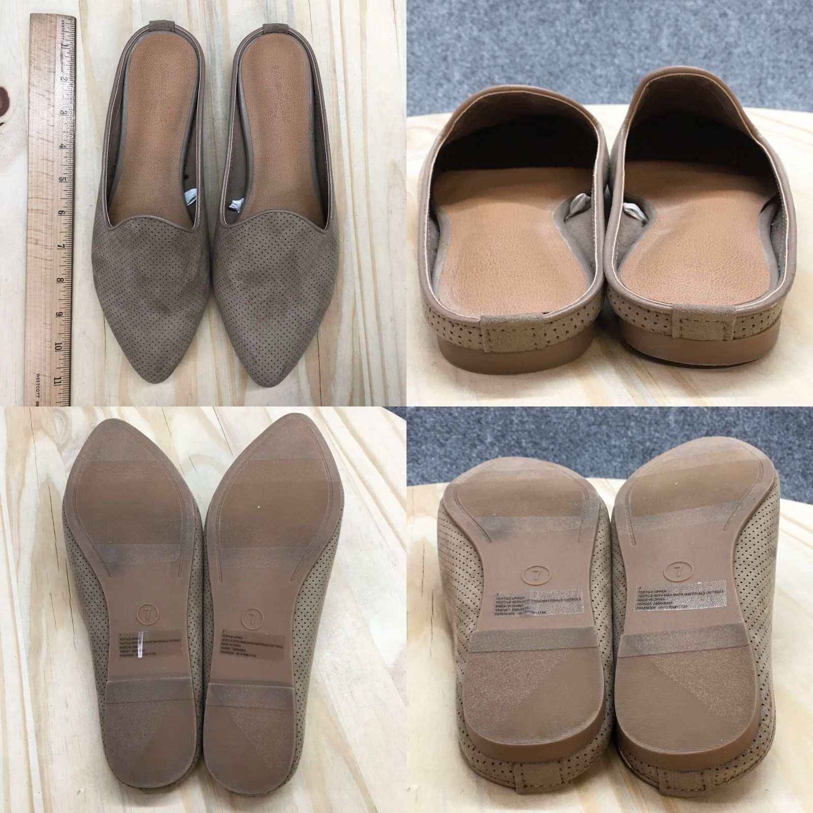 Vintage Universal Thread Sandals Womens Casual Slip On Pointed Toe Mules Brown Fabric Size US 7 / IT 37 - 8 Thumbnail