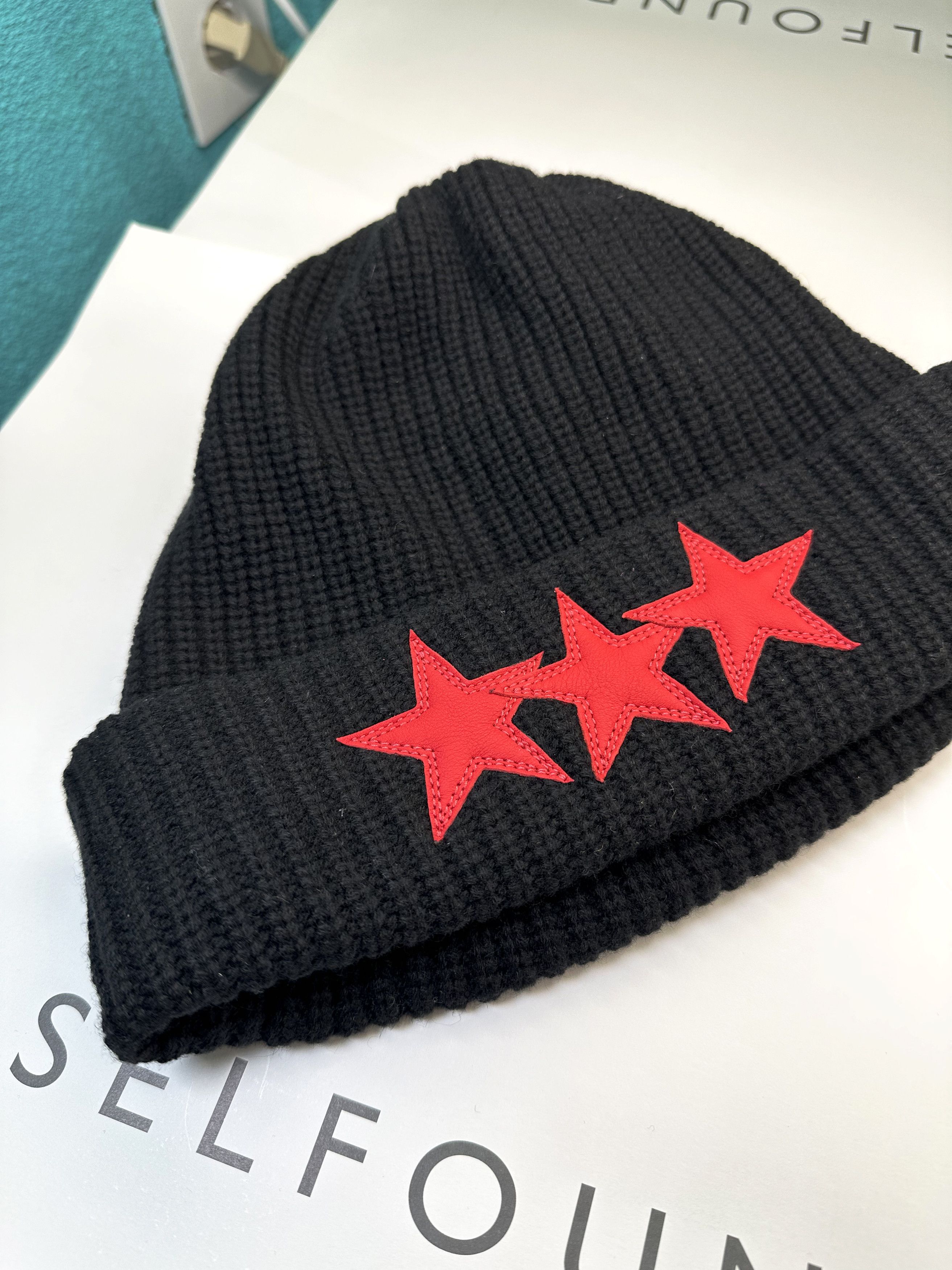 Chrome Hearts Chrome Hearts Triple star leather patch cashmere beanie Size ONE SIZE - 2 Thumbnail