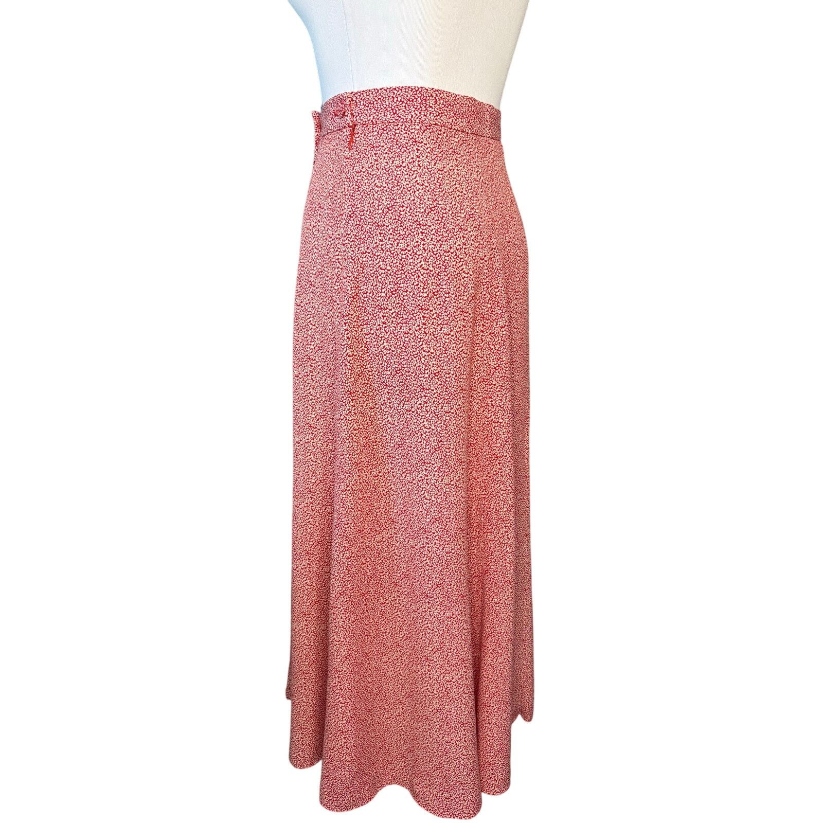 Other Talbots Vintage 70s Midi Flare Skirt Red Floral 12 Prairie Size 34" / US 12 / IT 48 - 3 Thumbnail