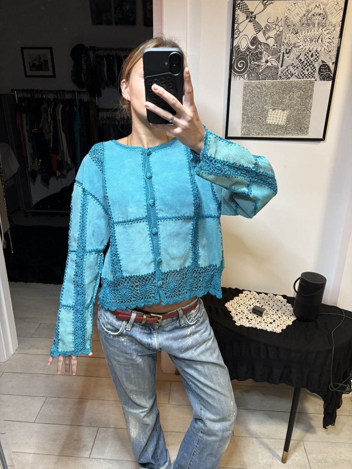 Other Vintage crochet detail button up cardigan Size M / US 6-8 / IT 42-44 - 1 Thumbnail