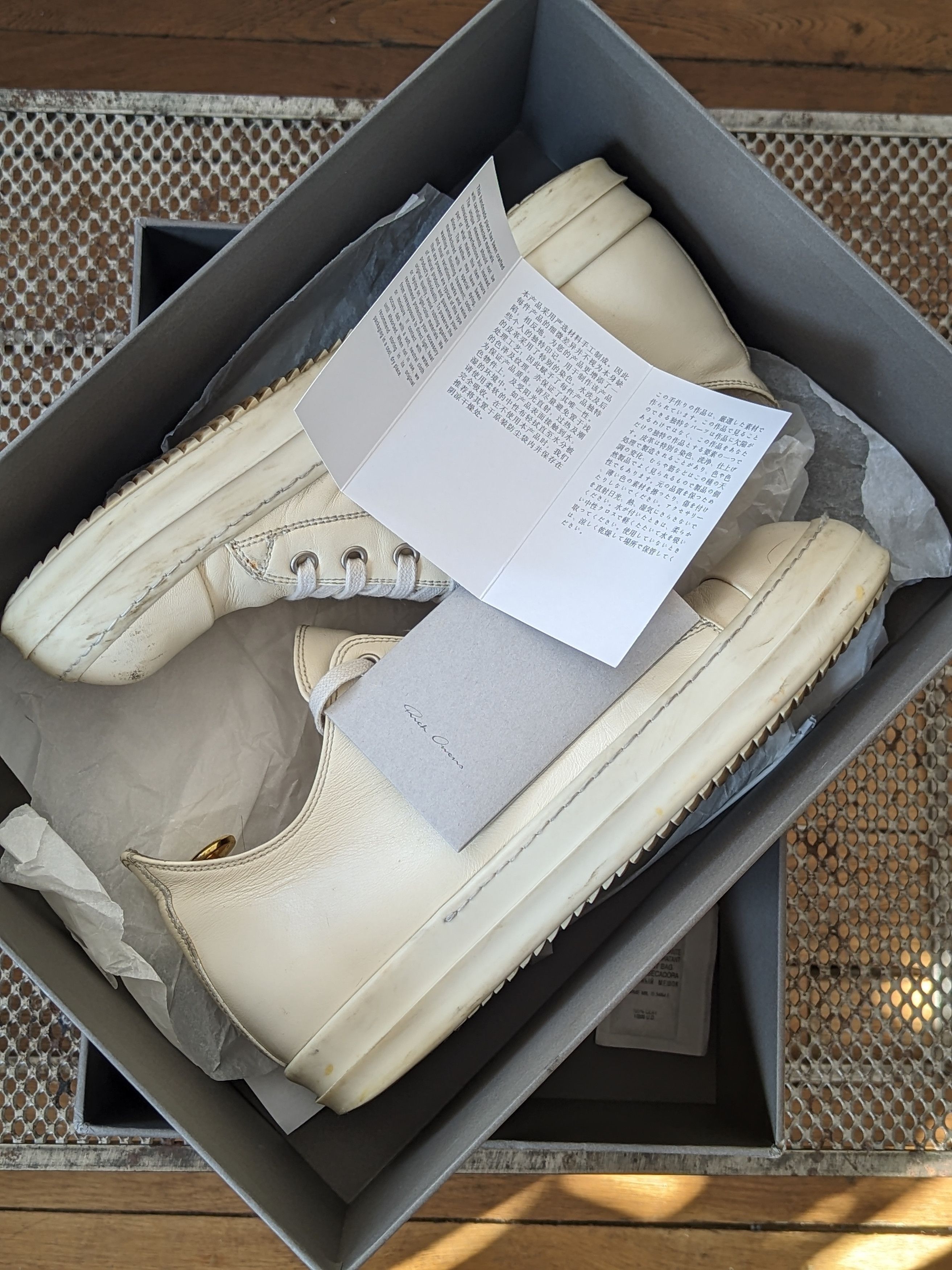 Rick Owens Rick Owens Mainline Ramones Low – Cream/Milk Leather Size US 7.5 / EU 40-41 - 9 Thumbnail