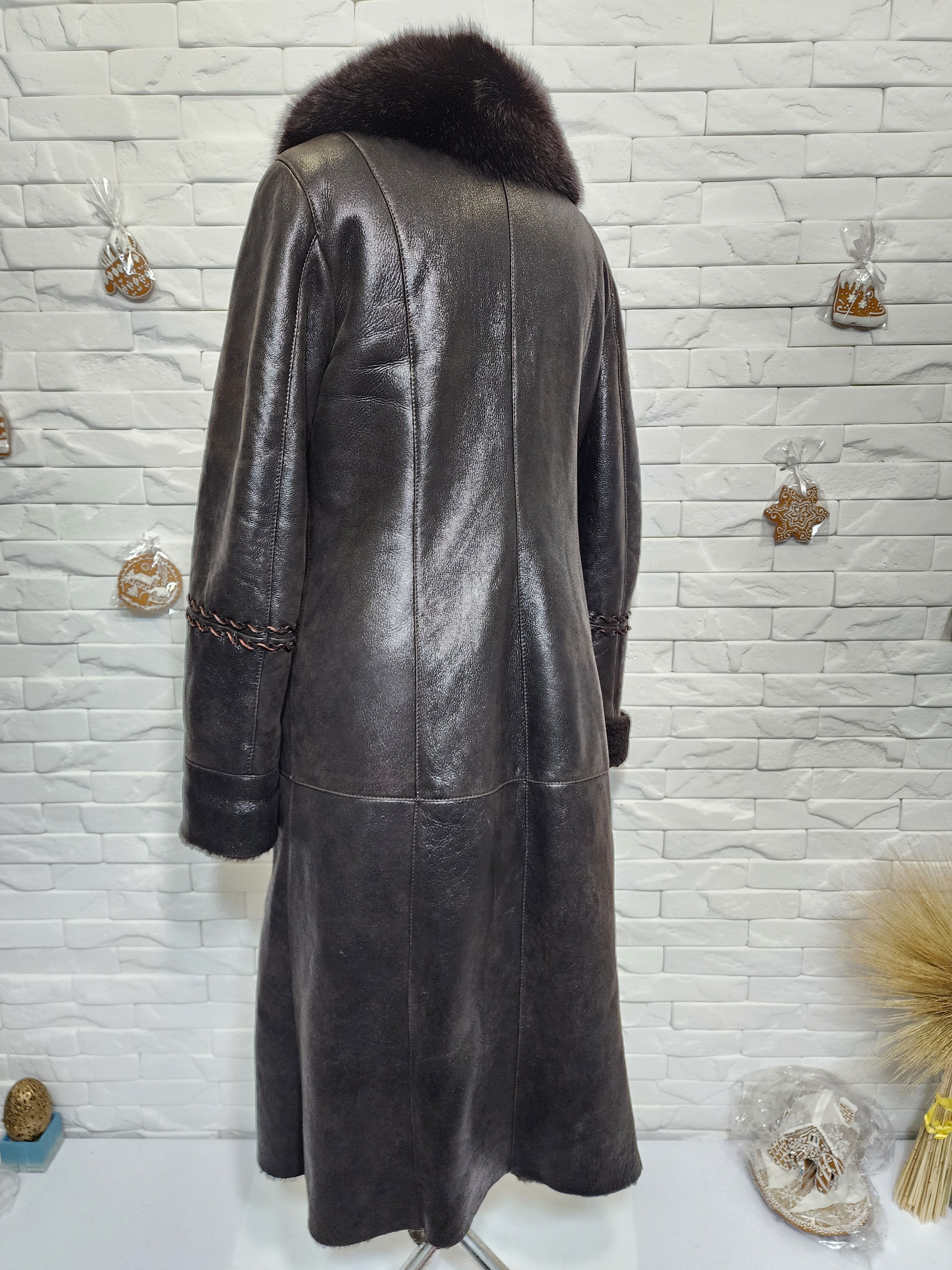 Furla Brown Sheepskin Coat: Vintage Leather Winter Outerwear Size XL / US 12-14 / IT 48-50 - 6 Thumbnail