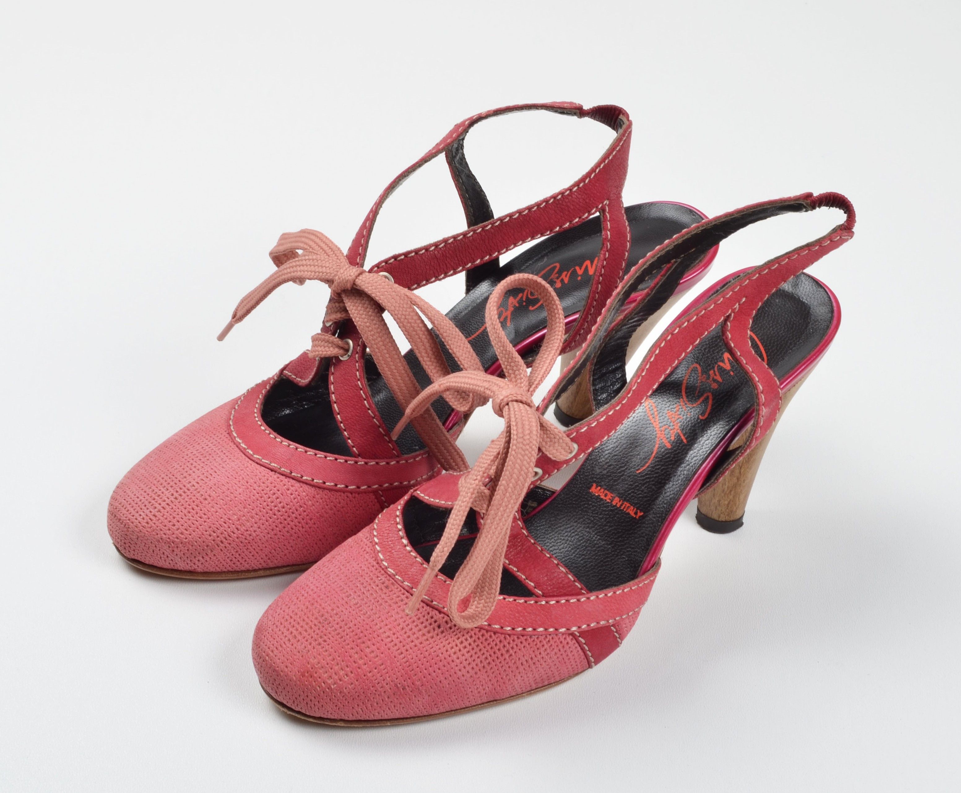 Miss Sixty Vintage Miss Sixty Y2K Pink Leather Lace Up Slingback Heels Size US 7 / IT 37 - 1 Thumbnail
