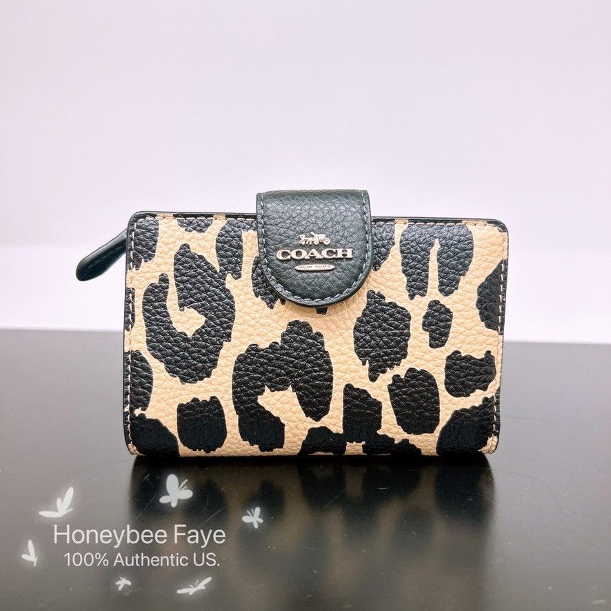 Coach Medium Corner Zip Wallet With Leopard Print CBT25 Size ONE SIZE - 3 Thumbnail
