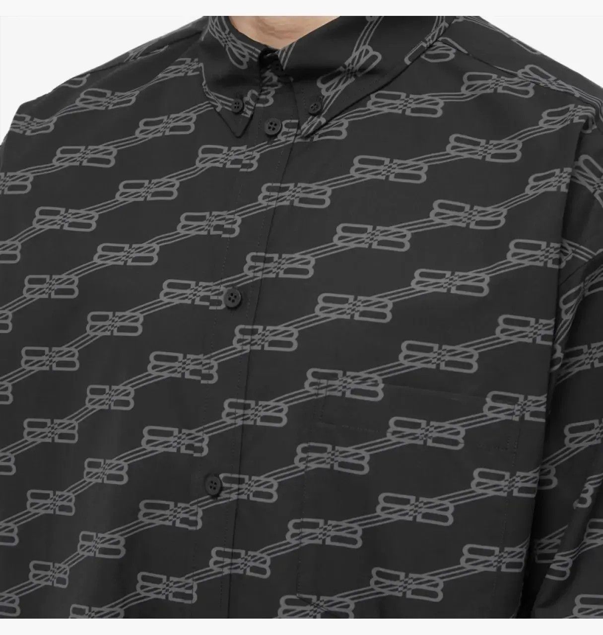 Balenciaga o1bcso1str0625 BB Monogram Long Sleeve Shirt Large Fit Grey Size US XS / EU 42 / 0 - 4 Thumbnail
