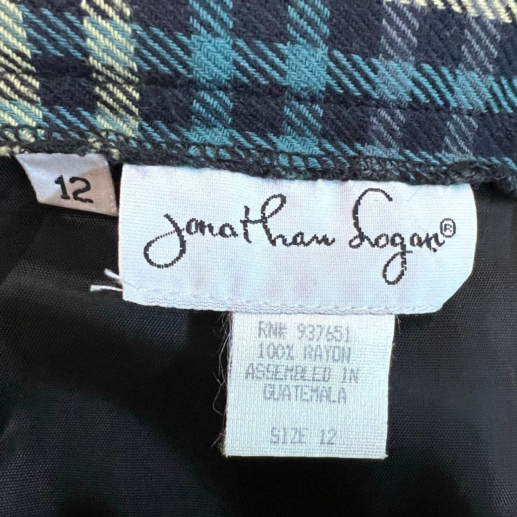 Vintage VINTAGE Jonathan Logan Plaid Skirt Women Size 12 Blue Lined Zip Knee Length 80s 90s Womens Size 34" / US 12 / IT 48 - 6 Thumbnail