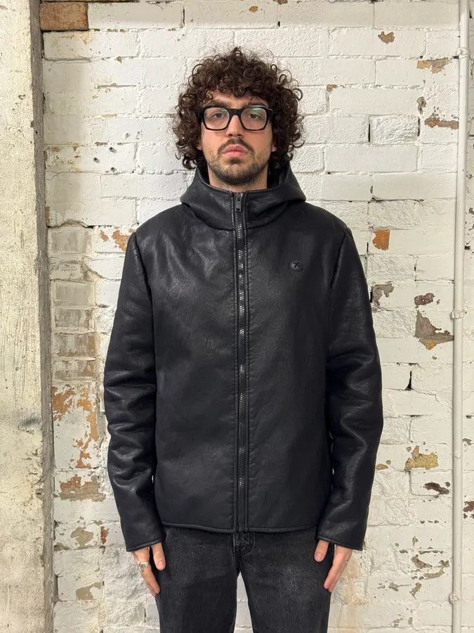 Roberto Cavalli 2010s Roberto Cavalli Black Leather Hooded Jacket Size US L / EU 52-54 / 3 - 2 Thumbnail