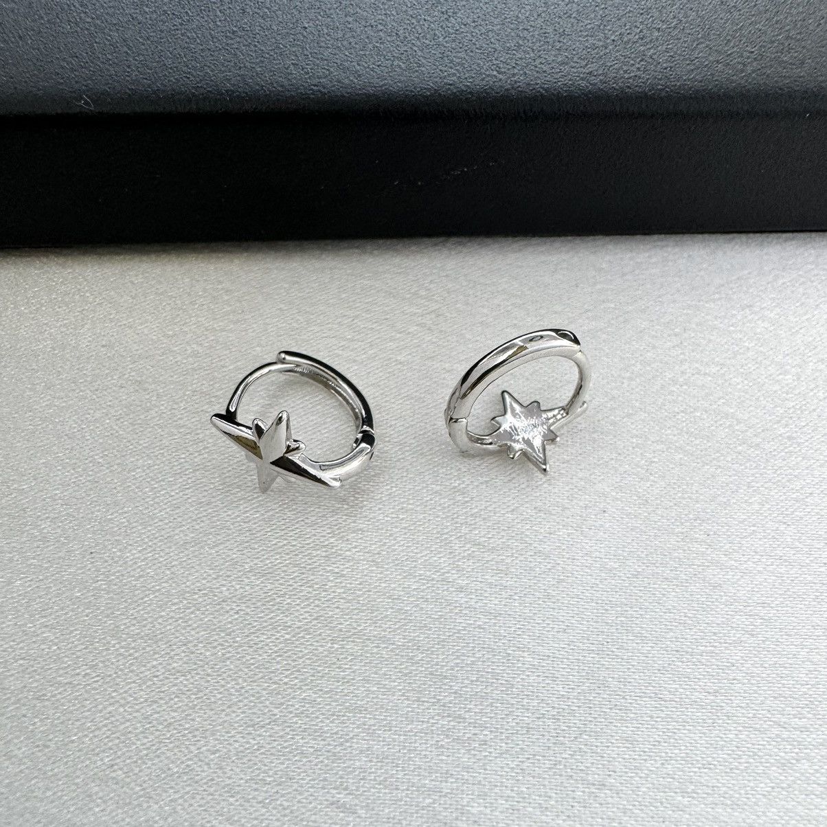 Designer 12mm Small Star Hoop Earrings for Women Men Unisex Style Size ONE SIZE - 2 Thumbnail