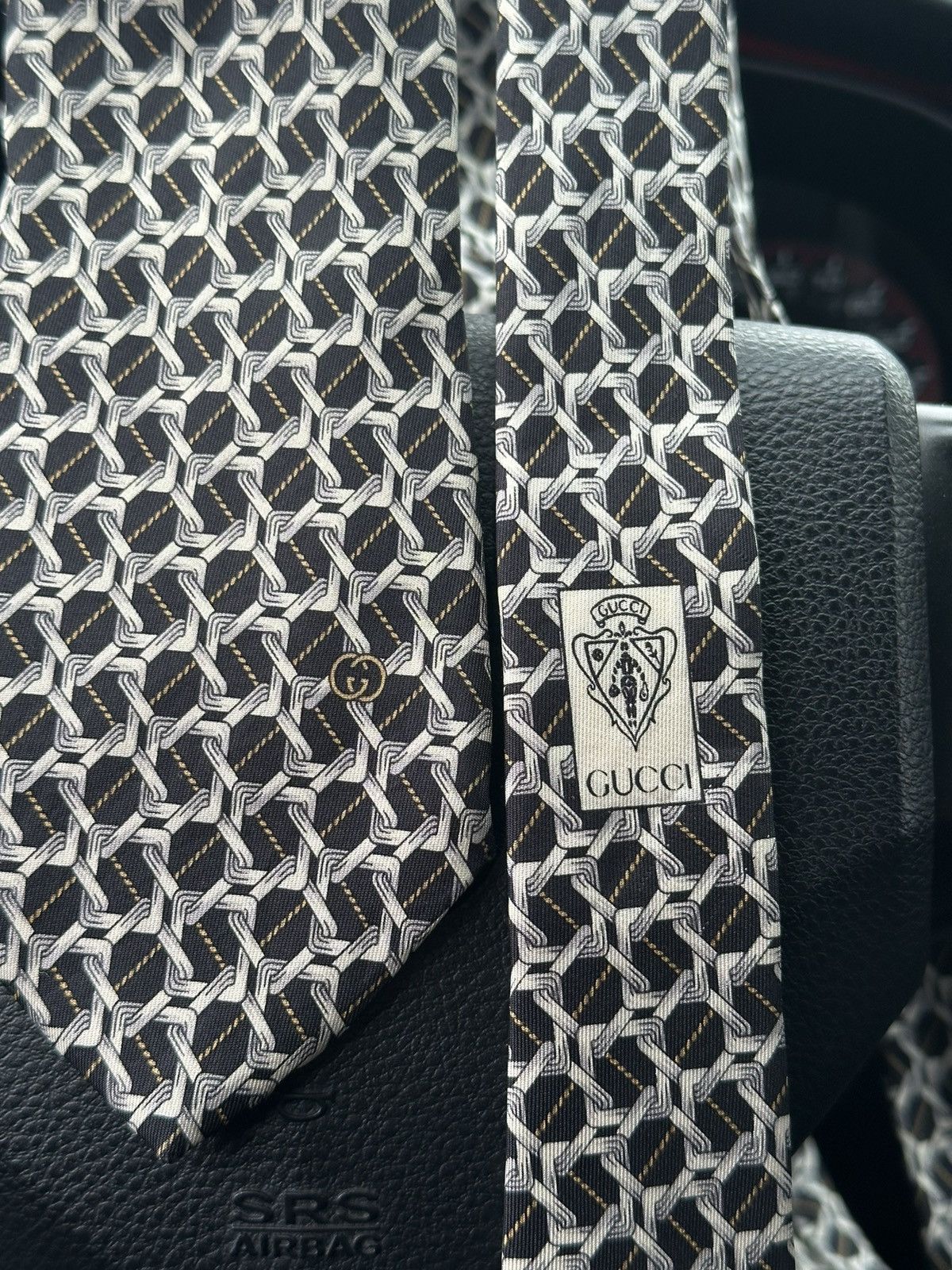 Gucci Vintage Gucci Monogram Silk Tie Size ONE SIZE - 4 Thumbnail