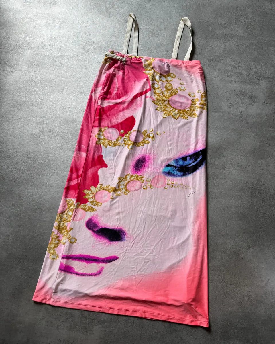 Designer × Roberto Cavalli × Vintage SS2001 Roberto Cavalli Princess Dasy Pink Eye Dress Size L / US 10 / IT 46 - 2 Thumbnail