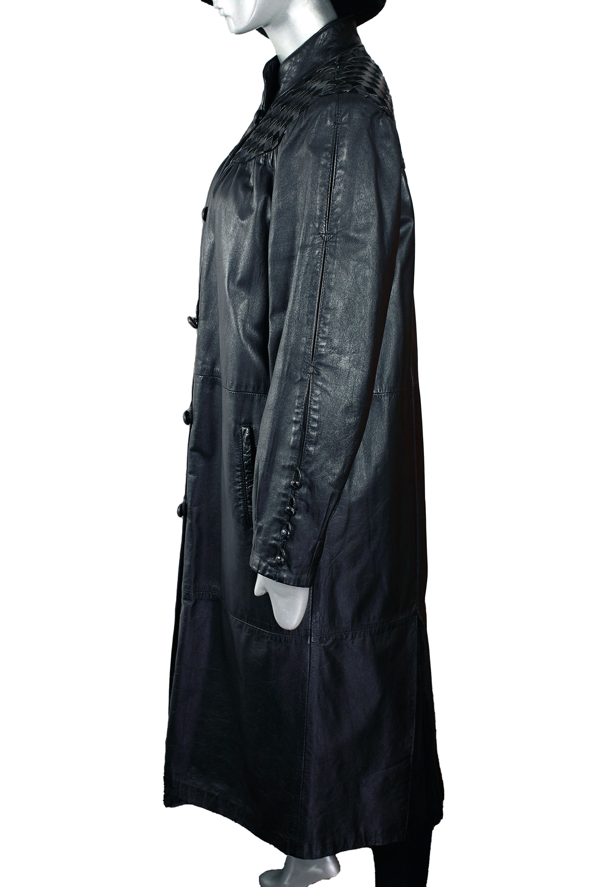 Vintage Rare vintage 90s women's black leather coat cloak Size M / US 6-8 / IT 42-44 - 11 Thumbnail