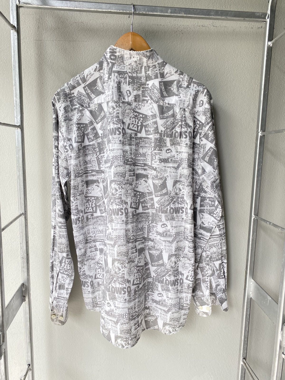 Japanese Brand Splendid satisfaction Gray Newspaper Print Button-Up Shirt Size US M / EU 48-50 / 2 - 2 Thumbnail