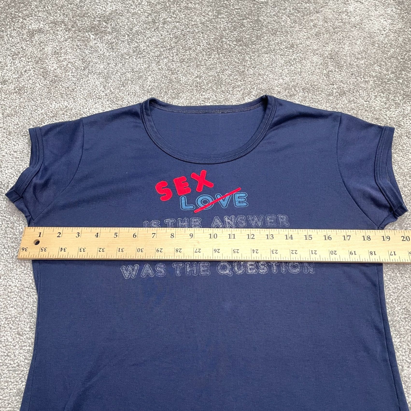 Vintage Unbranded Graphic Tunic T-Shirt Womens Small Navy Blue Crew Neck Casual Stretch Size S / US 4 / IT 40 - 7 Thumbnail