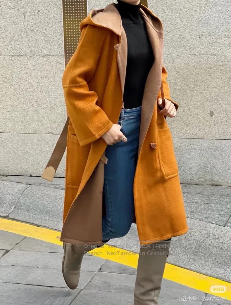Hermes Hermes Pumpkin Color Hooded Cashmere Coat Size XS / US 0-2 / IT 36-38 - 3 Thumbnail