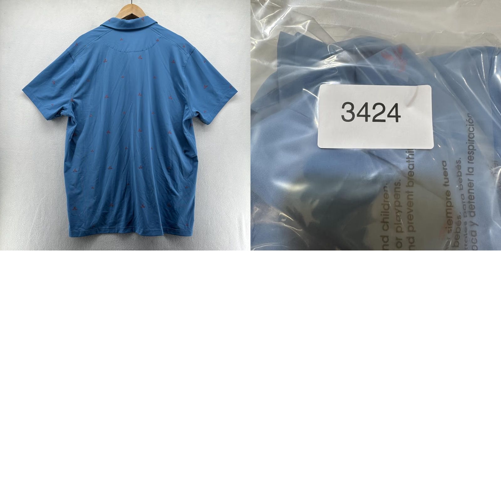 Nike Nike Dri-FIT Polo Shirt Mens XL Blue Lobster Print Golf Short Sleeve Size US XL / EU 56 / 4 - 8 Thumbnail
