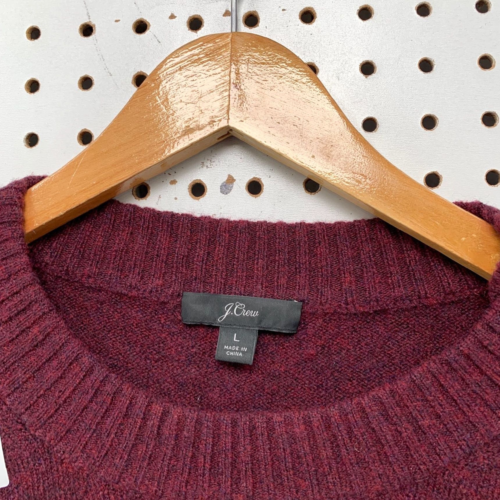 J.Crew J.CREW Wool Sweater Womens Large Burgundy Polka Dot Merino Wool Alpaca Blend Pullover Knitting Crew Neck Casual Winter Fall Red Womens L Sweater Size L / US 10 / IT 46 - 4 Thumbnail