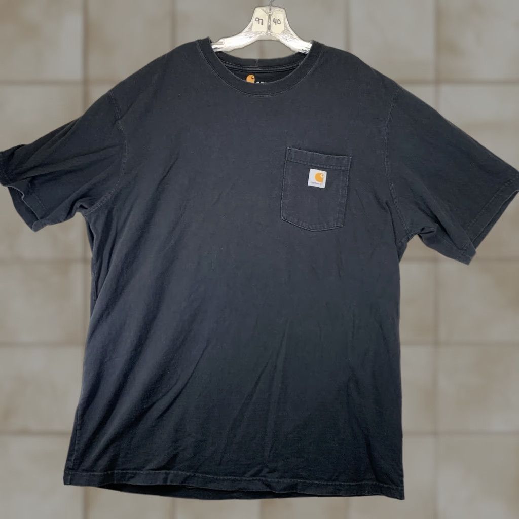 Carhartt Carhartt Mens T-Shirt XLT Tall Short Sleeve Crew Neck All Cotton Black Logo Pocket Regular Fit (K87) Size US XL / EU 56 / 4 - 1 Thumbnail