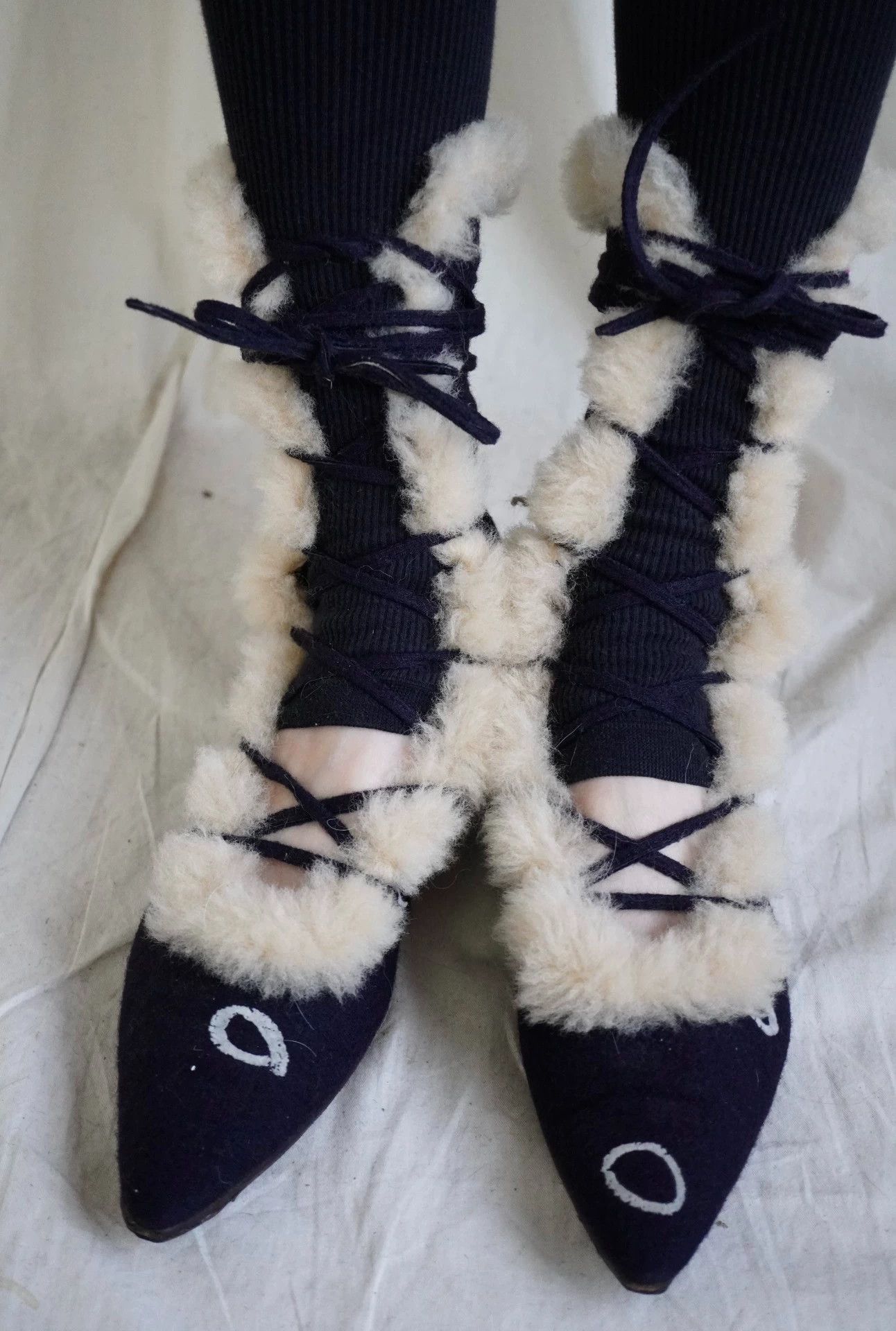 mina perhonen MinaPerhonen 2000s Hand-Painted Fur Boots 9/10 EU36.5 Size US 6 / IT 36 - 2 Thumbnail