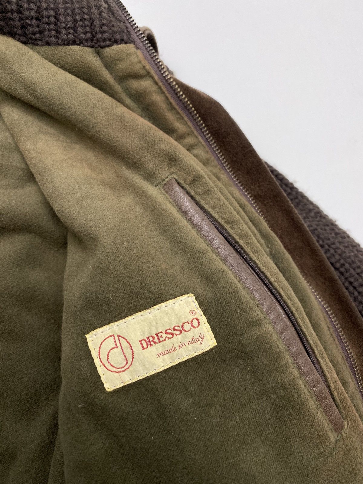 Vintage Dressco Brown 48 Vintage Leather Wool Jacket for Men Size US M / EU 48-50 / 2 - 4 Thumbnail
