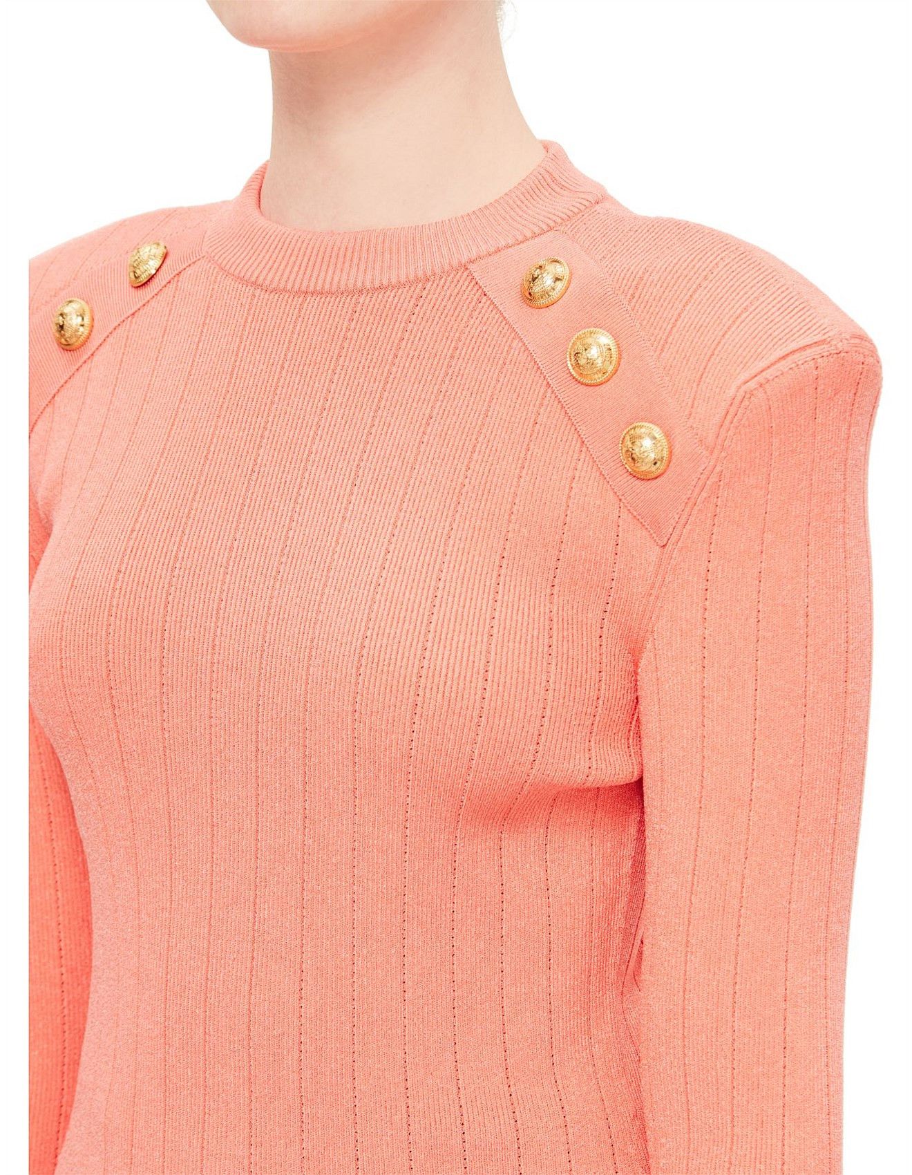 Balmain o1y0625 Sweater in Salmon Pink Size M / US 6-8 / IT 42-44 - 4 Thumbnail