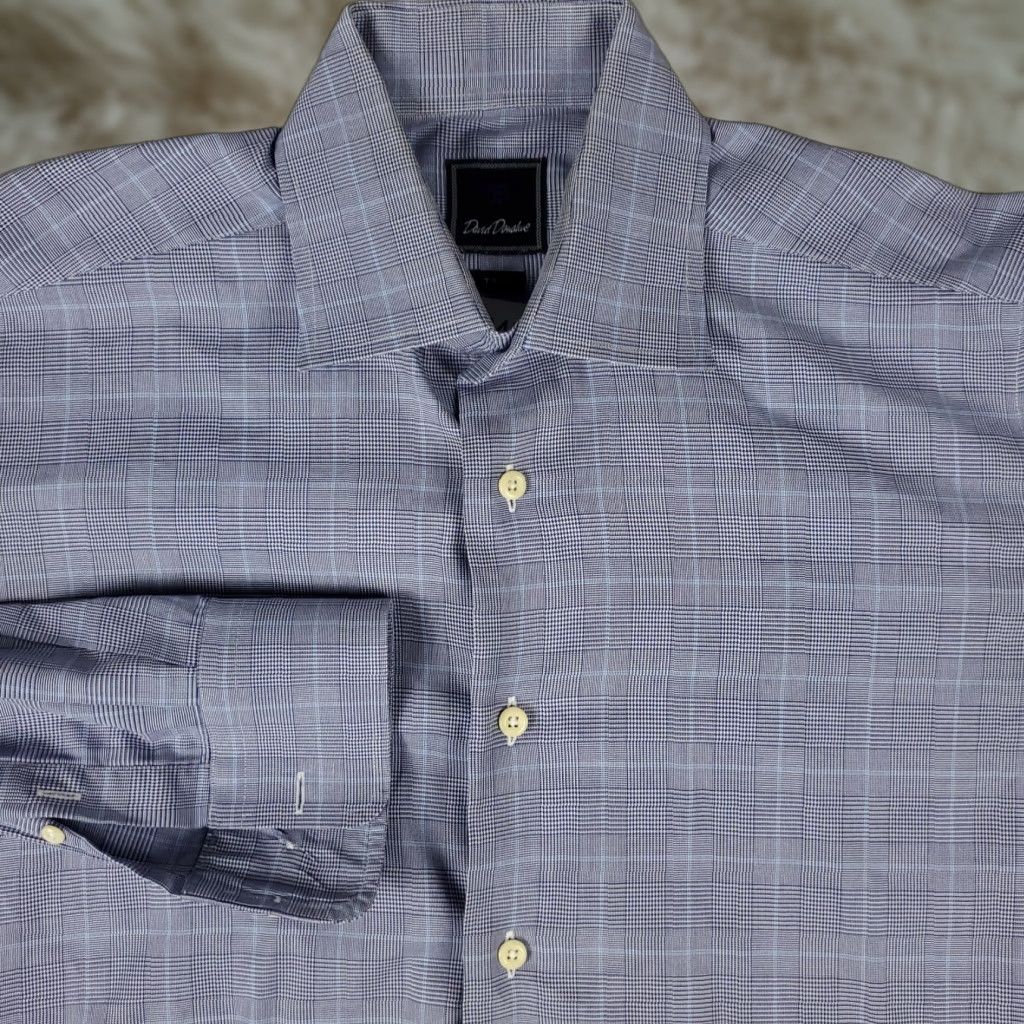David Donahue David Donahue Dress Shirt Mens Size 16 Blue Plaid Long Sleeve Button Up Size 42R - 1 Thumbnail