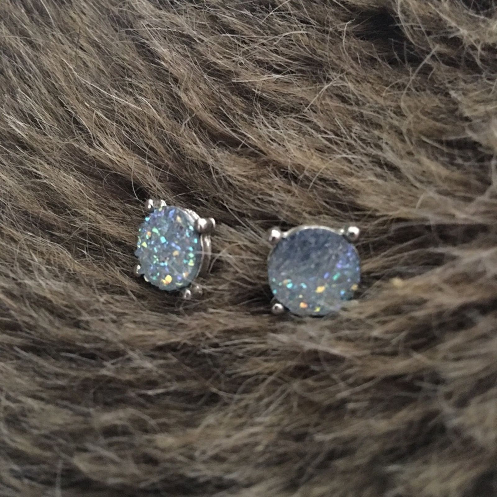 Jewelry Light blue faux drusy stone silver tone earrings Size ONE SIZE - 4 Thumbnail