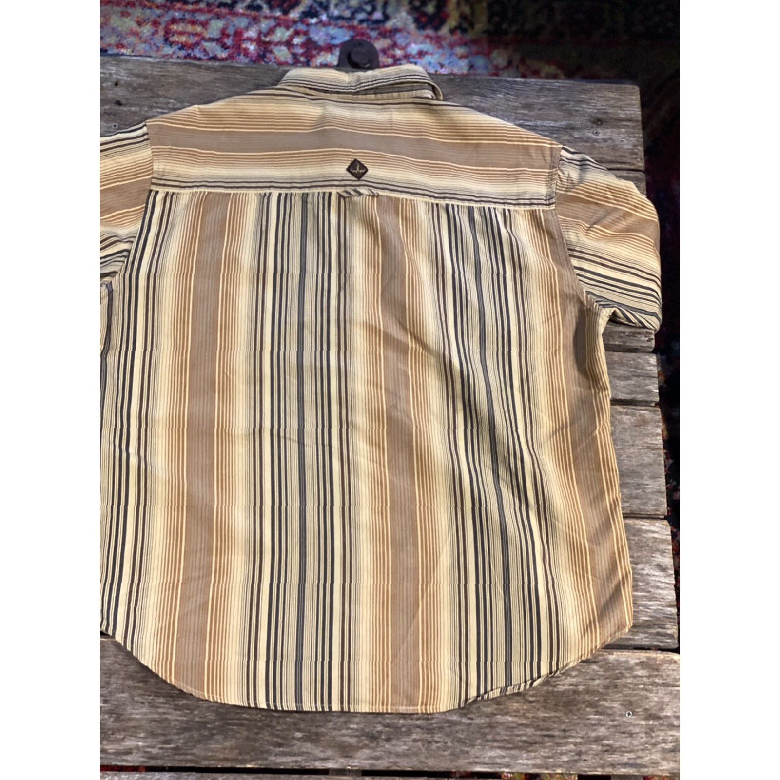 Prana prAna Button Front Shirt Striped Long Sleeve Cotton Men's M Brown Striped M Athletic Regular Button-Up Collared Shirt Mens Size US M / EU 48-50 / 2 - 2 Thumbnail